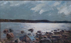 Landscape Painting with Dramatic Light over a Rocky Scandinavian Shore, 1892