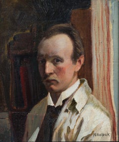 Niels Holbak, “Autoritratto intimo”, dipinto a olio danese su tavola