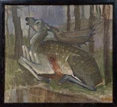 Ernst Norlind: Verwundetes Damwild, 1923, schwedisches Ölgemälde