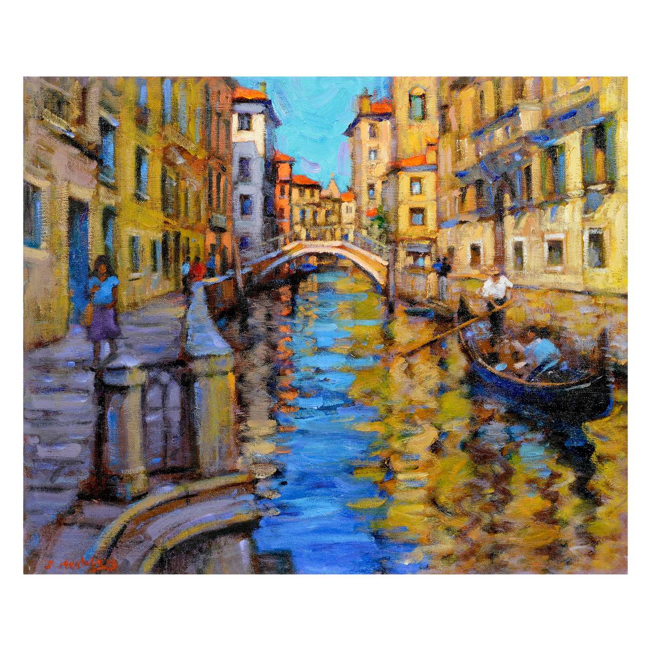 John Mackie (b.1955) Landscape Painting - “A Venetian Backwater”