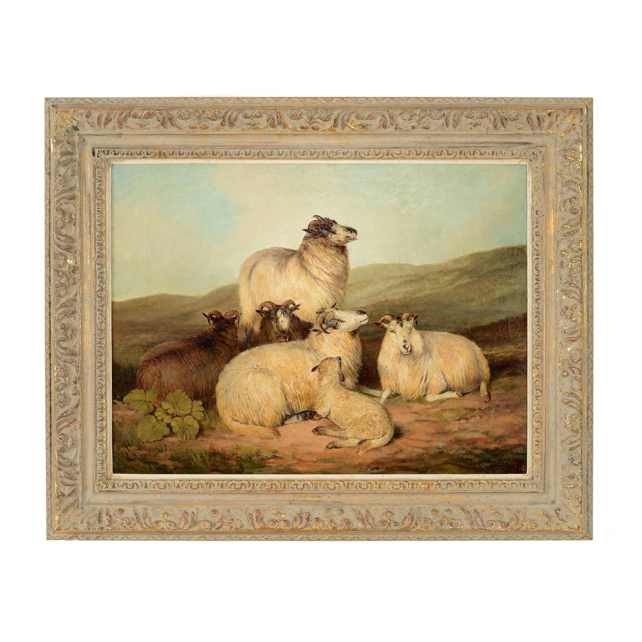 “Sheep on a Hillside” - Painting by Charles Jones (b.1836)