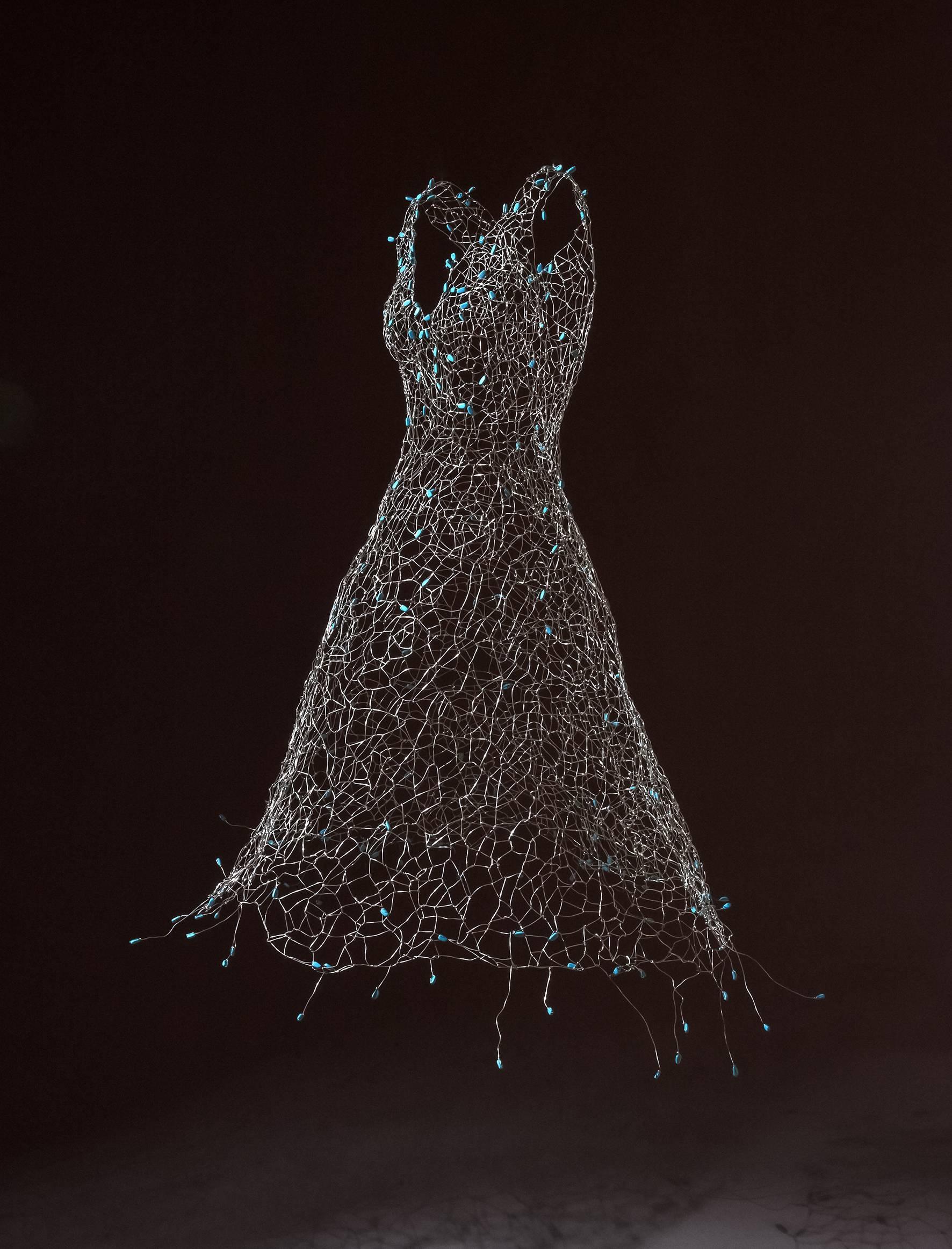Keysook Geum Figurative Sculpture - Turquoise Dress