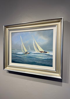 Tim Thompson, « A Brisk Beat to Newport », 18 x 24, yacht maritime, huile sur toile