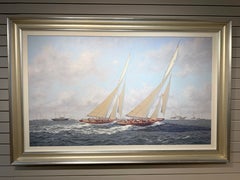Richard Firth, « Endeavour et Rainbow 1934 », 30 x 50, yacht maritime, huile sur toile