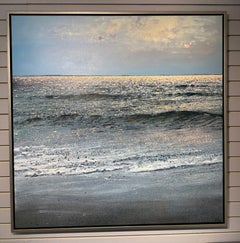 Ken Zier, « Before the Rain Comes in » (Avant que la pluie ne tombe), 39 x 39, peinture à l'huile sur toile représentant un paysage marin