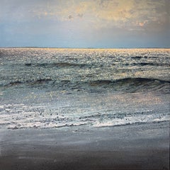 Ken Zier, « Before the Rain Comes in » (Avant que la pluie ne tombe), 39 x 39, peinture à l'huile sur toile représentant un paysage marin