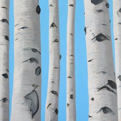 Matthew Jay Russell, "Patches of Blue Sky", dipinto a olio su tavola di betulla, 36x36, paesaggio