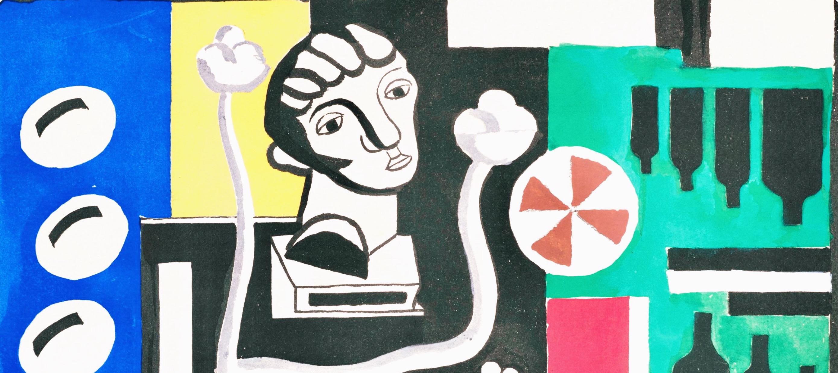 Fernand Leger, Still Life with Bust, from Contrastes, 1959 (after) - Beige Abstract Print by Fernand Léger
