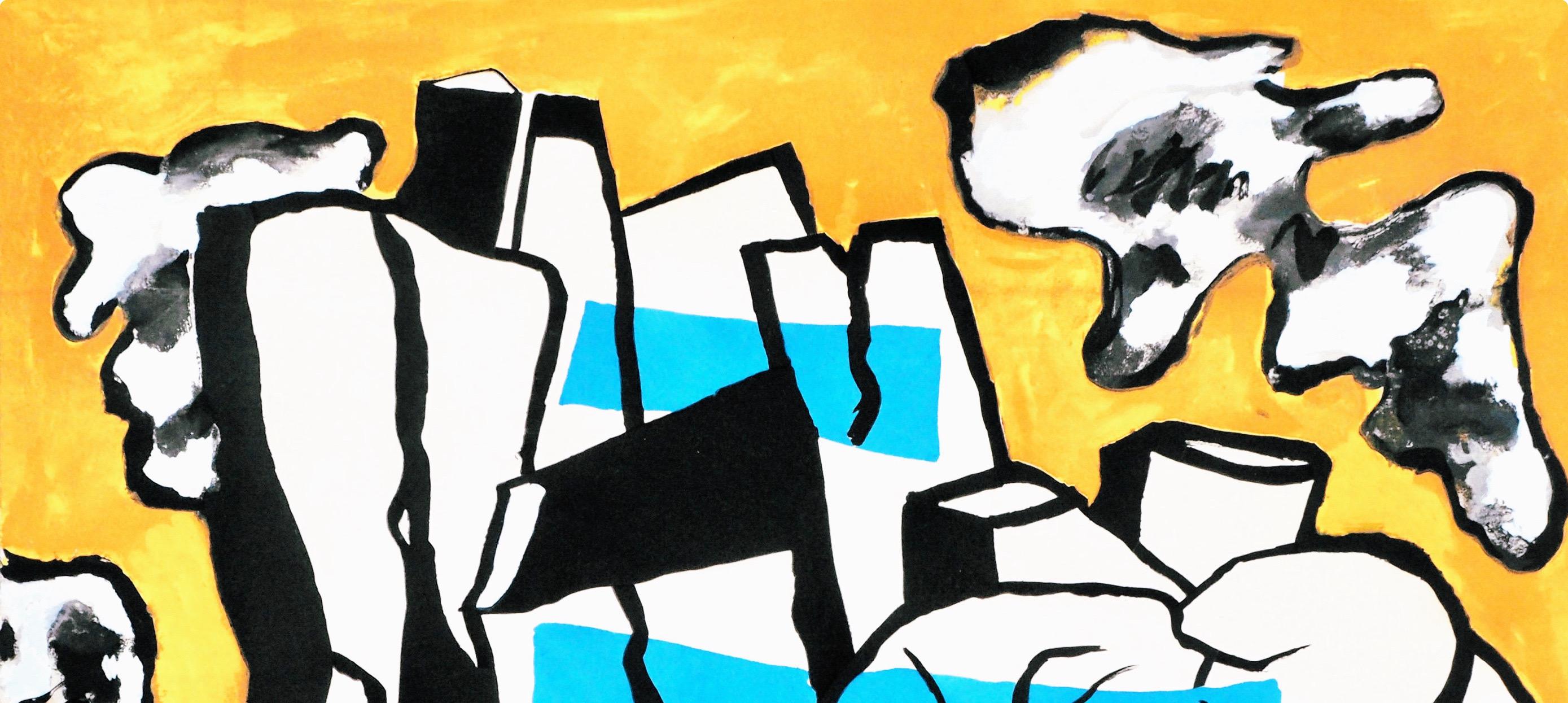 Fernand Leger, The Logs, from Contrastes, 1959 (after) - Orange Abstract Print by Fernand Léger