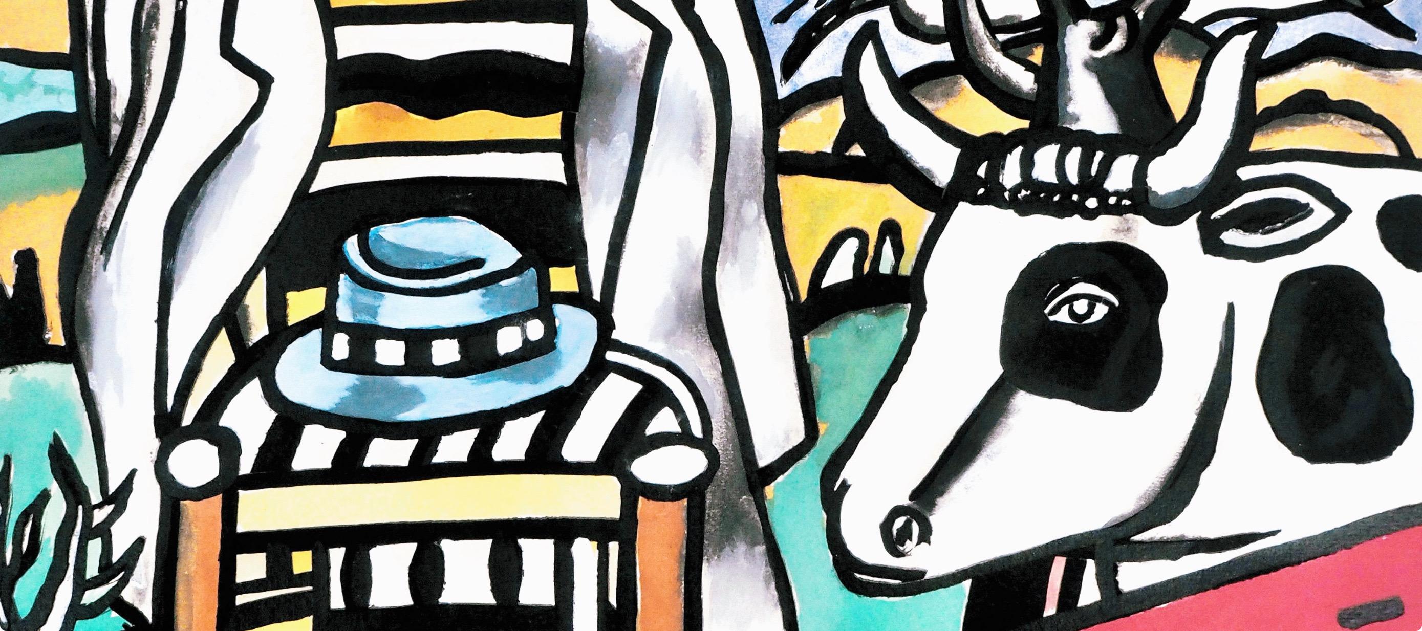 Fernand Leger, The Chair and the Cow, from Contrastes, 1959 (after) - Black Abstract Print by Fernand Léger