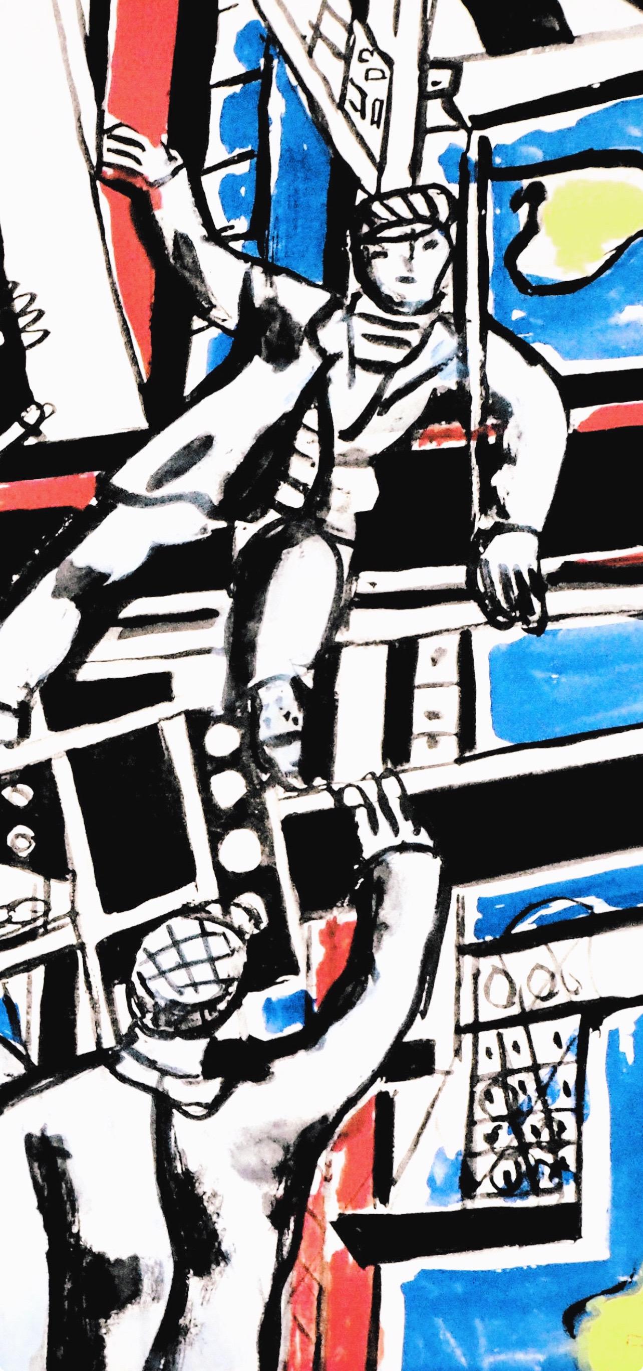 Fernand Leger, The Builders, from Contrastes, 1959 (after) - Black Abstract Print by Fernand Léger