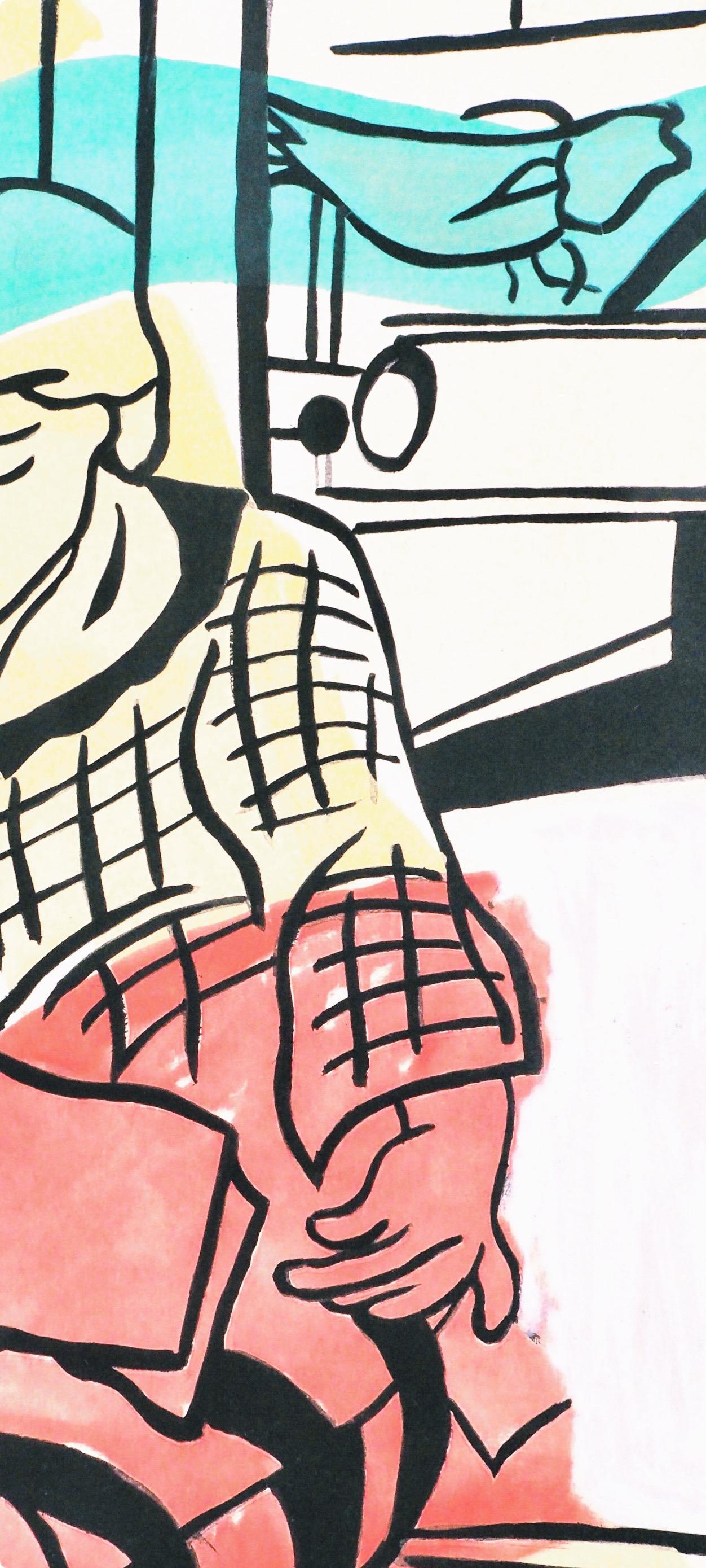 Fernand Leger, The Reading, from Contrastes, 1959 (after) - Orange Abstract Print by Fernand Léger