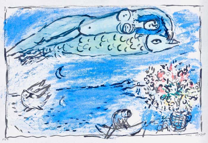Chagall Fish Marc Chagall, The Flying Fish, from Color of Love, 1958 (after) For ...