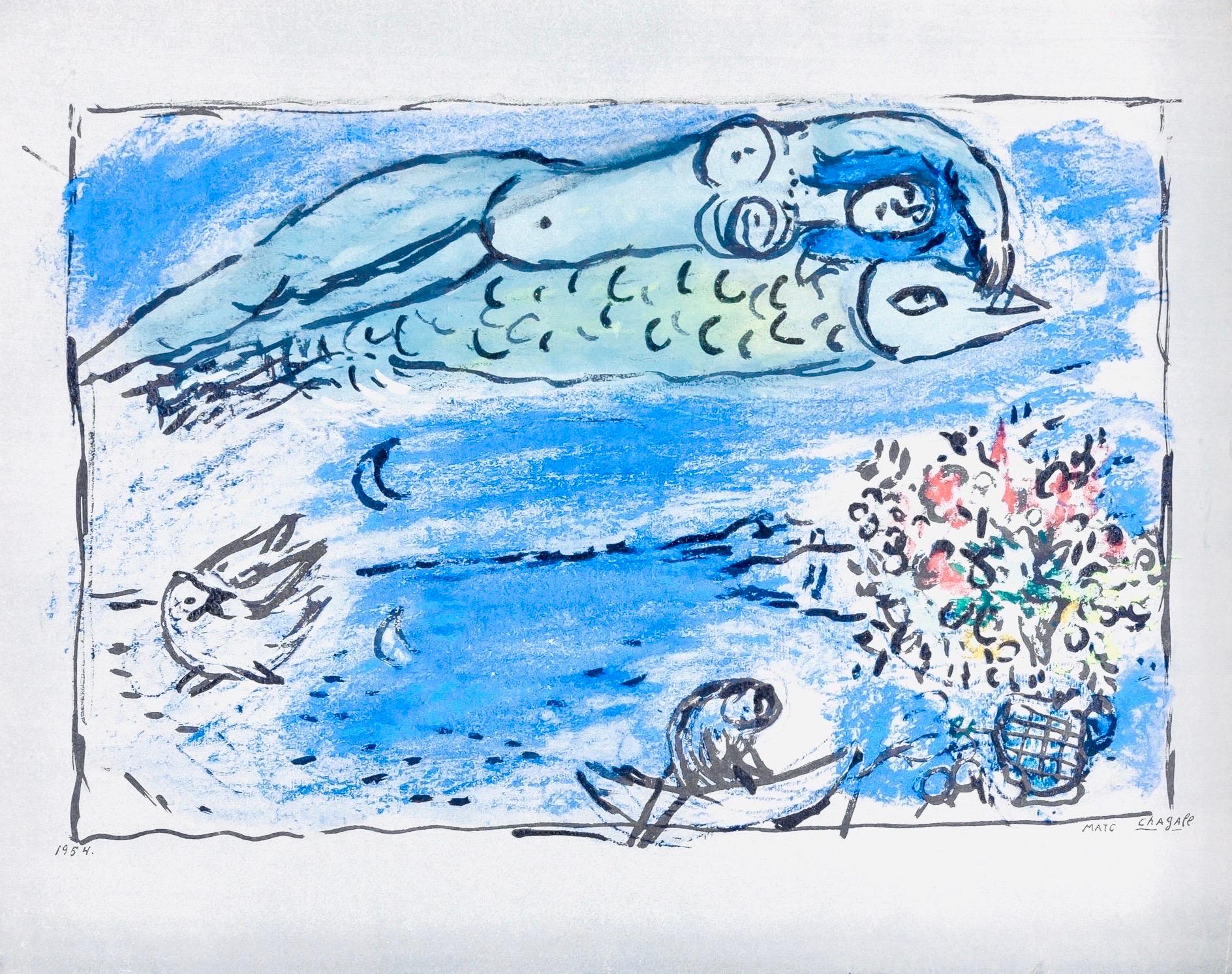 Marc Chagall, The Flying Fish, from Color of Love, 1958 (after) For Sale 4
