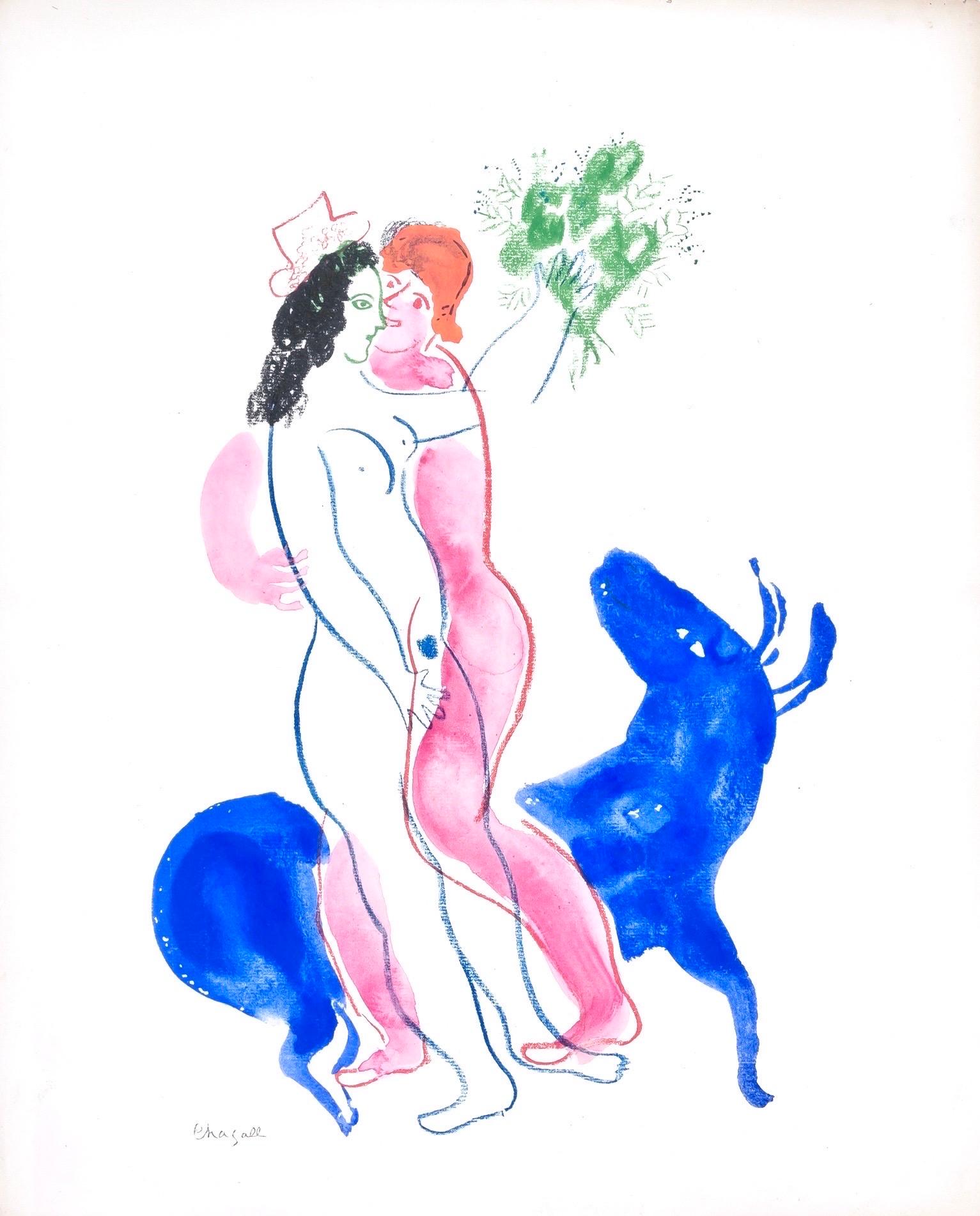 Marc Chagall, The Blue Beast, from Color of Love, 1958 (after) For Sale 4