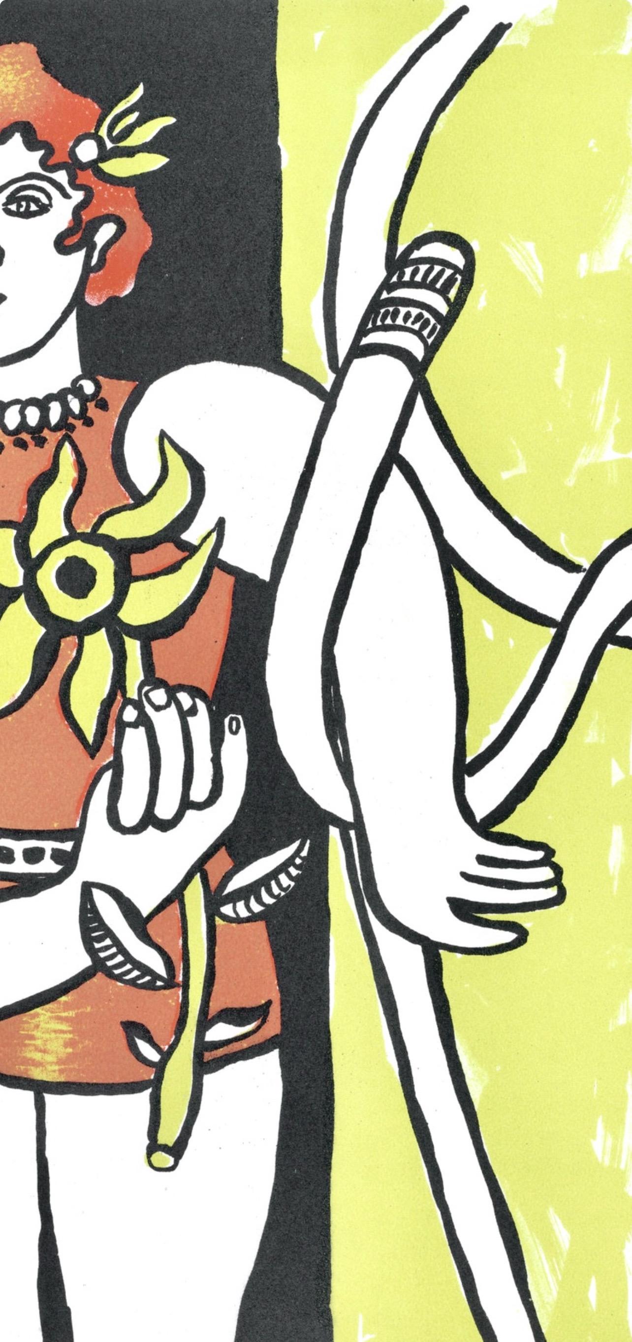 Fernand Leger, Plate 98, from Circus, 1950 - Orange Landscape Print by Fernand Léger