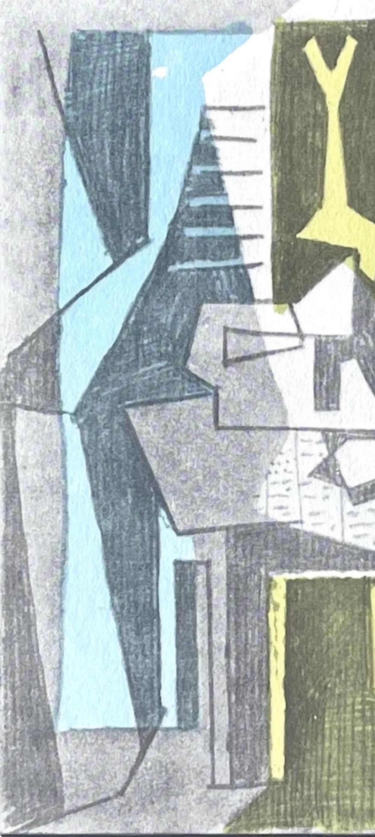 Picasso, Table avant fenêtre, Picasso : quinze dessins (après) - Gris Abstract Print par Pablo Picasso