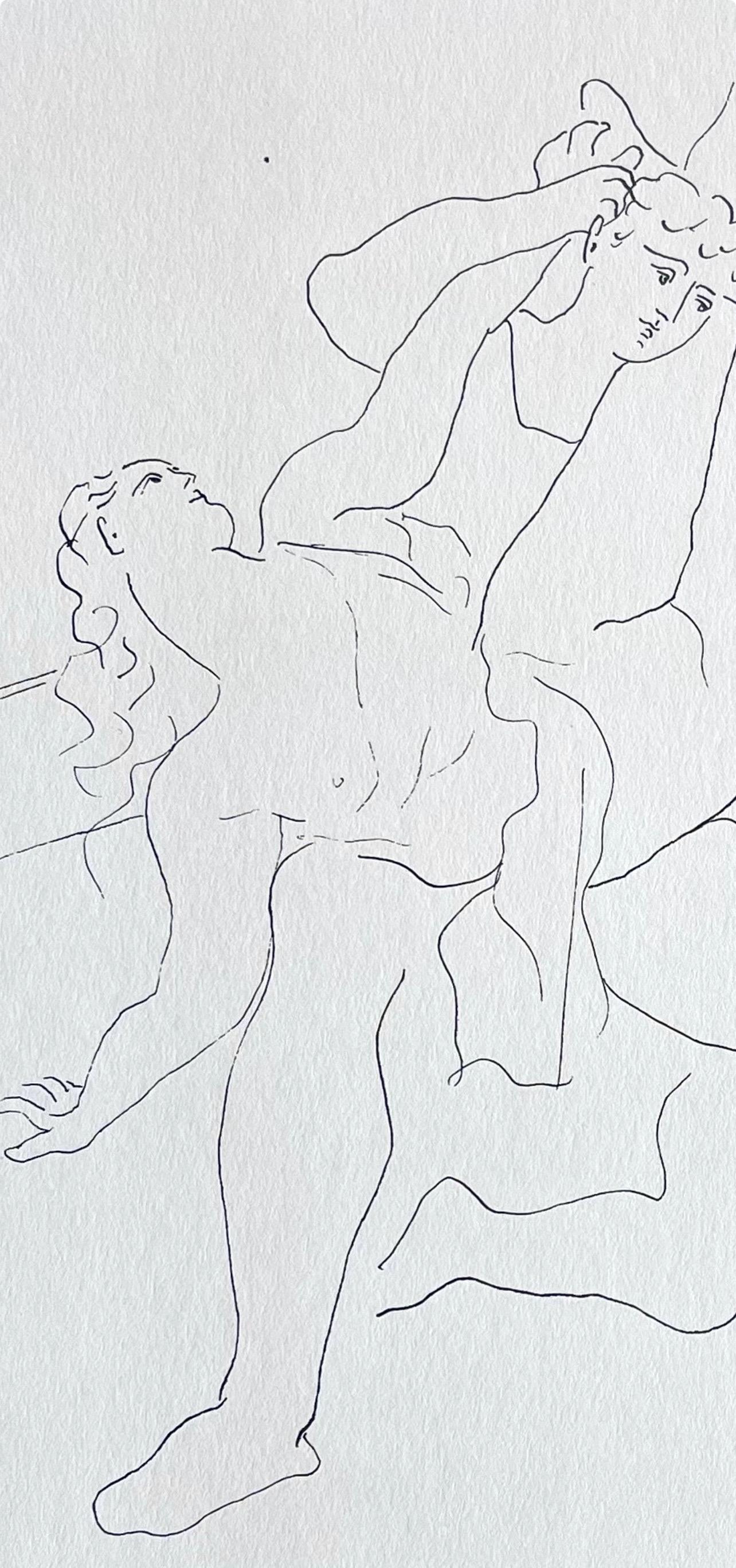 Picasso, Four Ballet Dancers, Picasso : quinze dessins (d'après) - Gris Abstract Print par Pablo Picasso