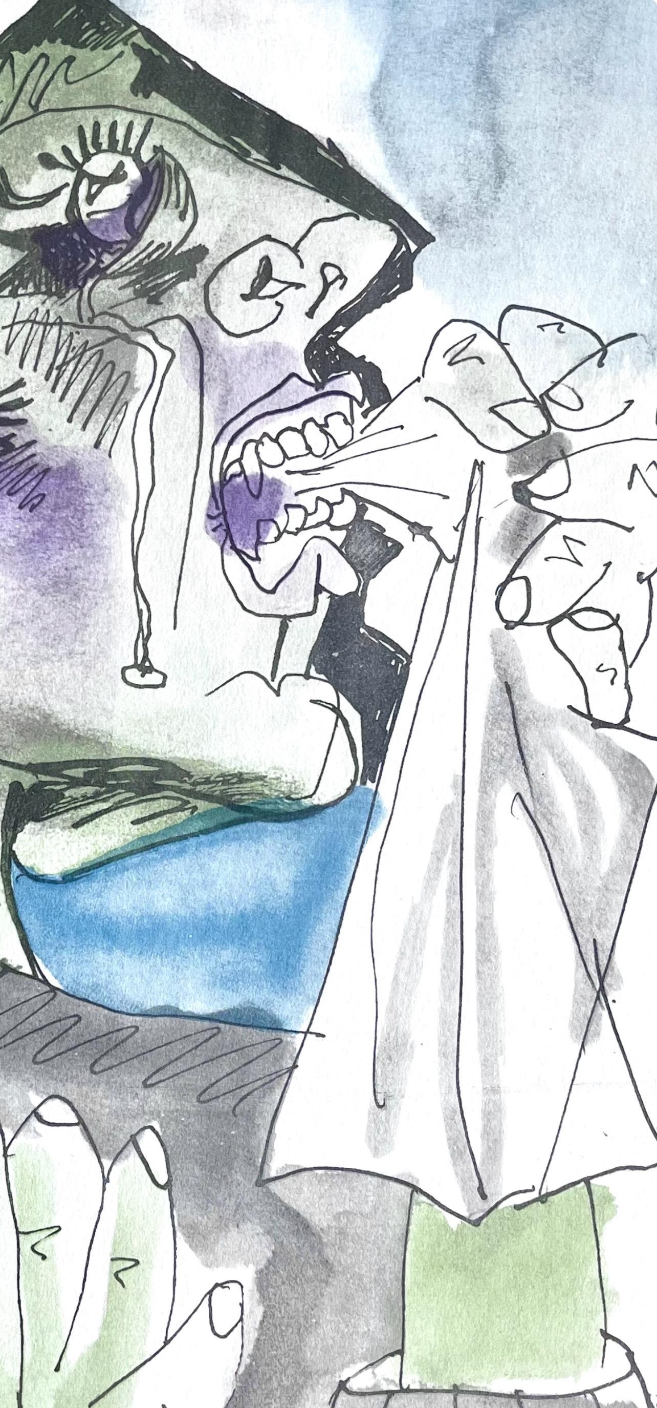 Picasso, Femme endormie, Picasso : quinze dessins (après) - Gris Abstract Print par Pablo Picasso