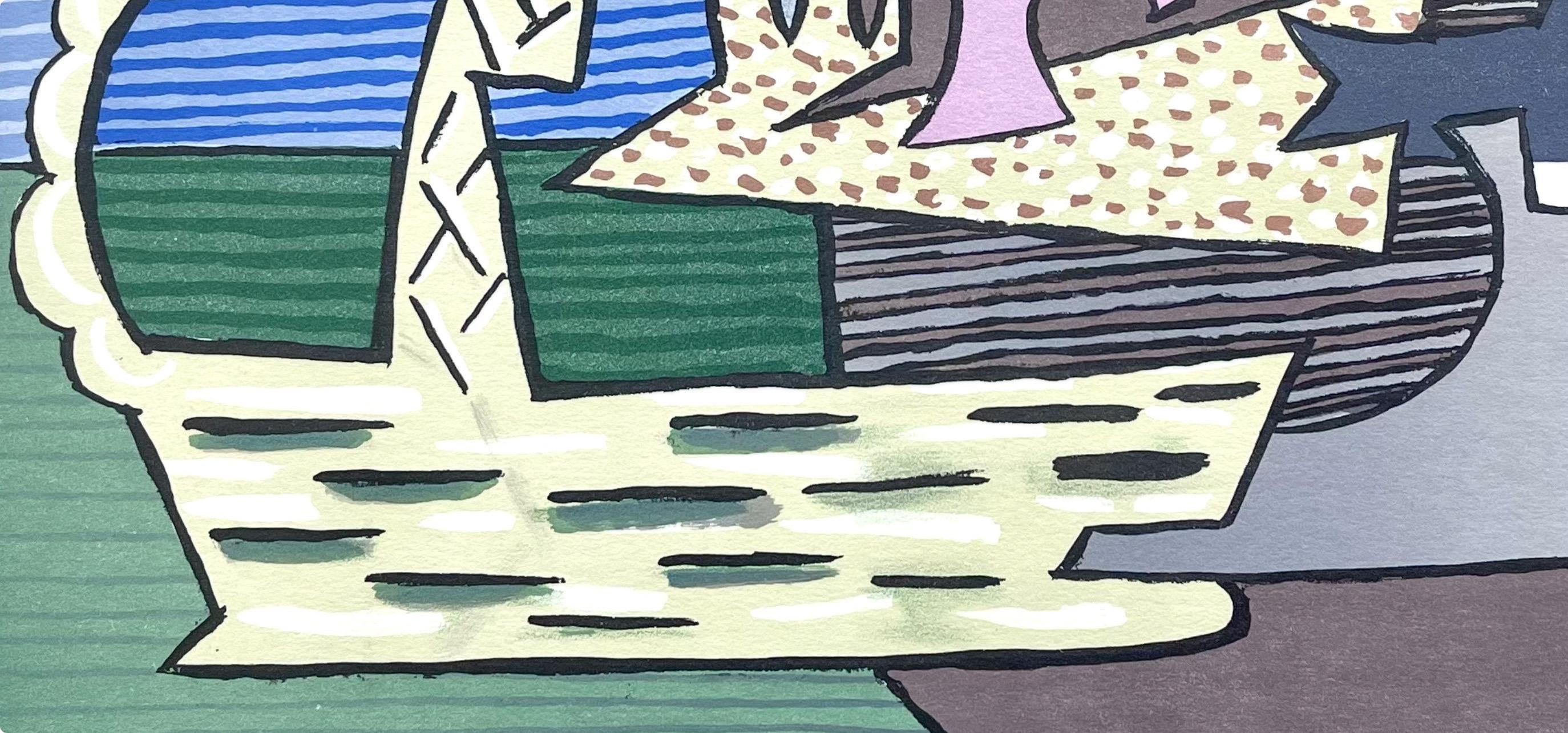 Picasso, Der Korb, Picasso: Zehn Zeichnungen (nach) (Grau), Abstract Print, von Pablo Picasso