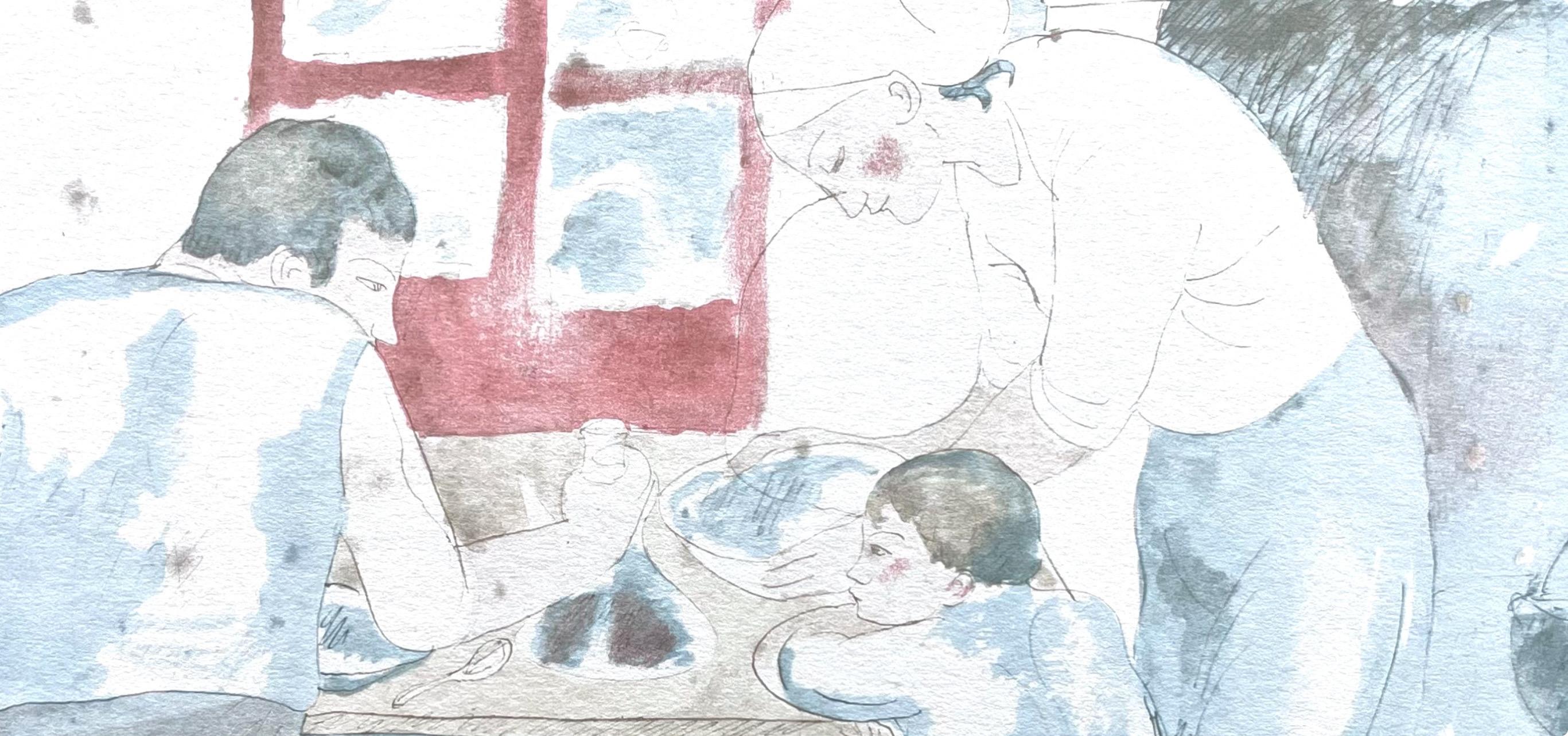 Pablo Picasso, Family at Supper, from Fifteen Drawings, 1946 (after) For Sale 1