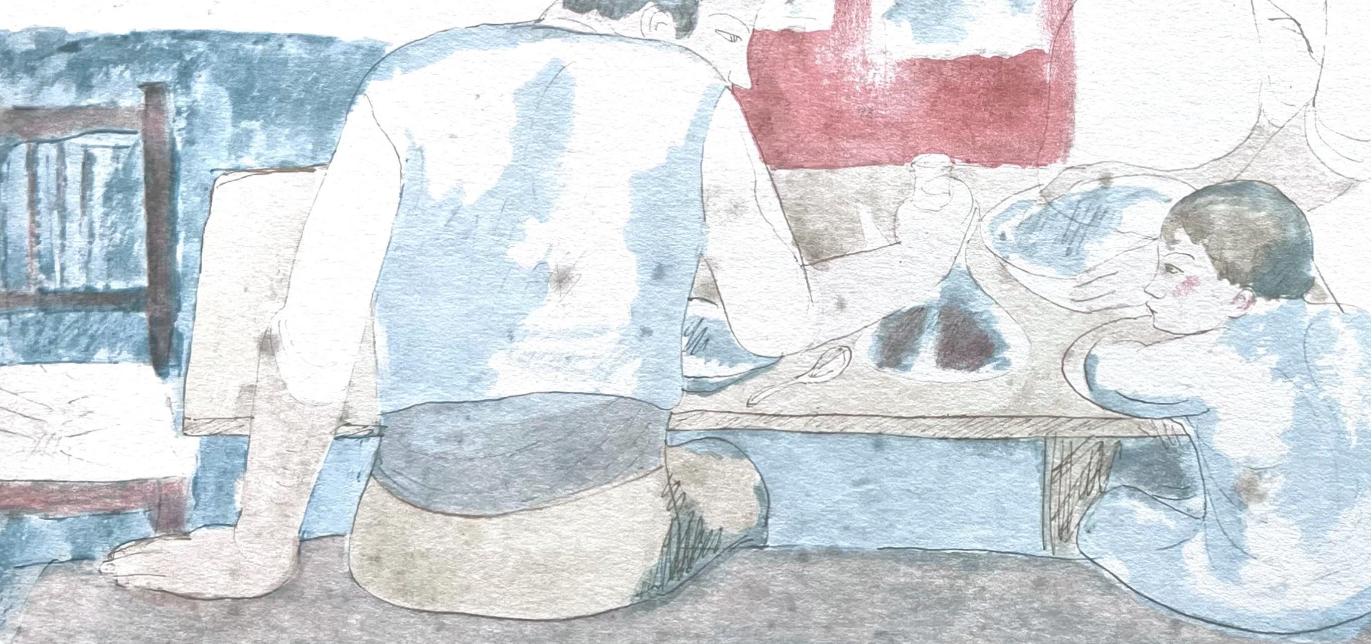 Pablo Picasso, Family at Supper, from Fifteen Drawings, 1946 (after) For Sale 2