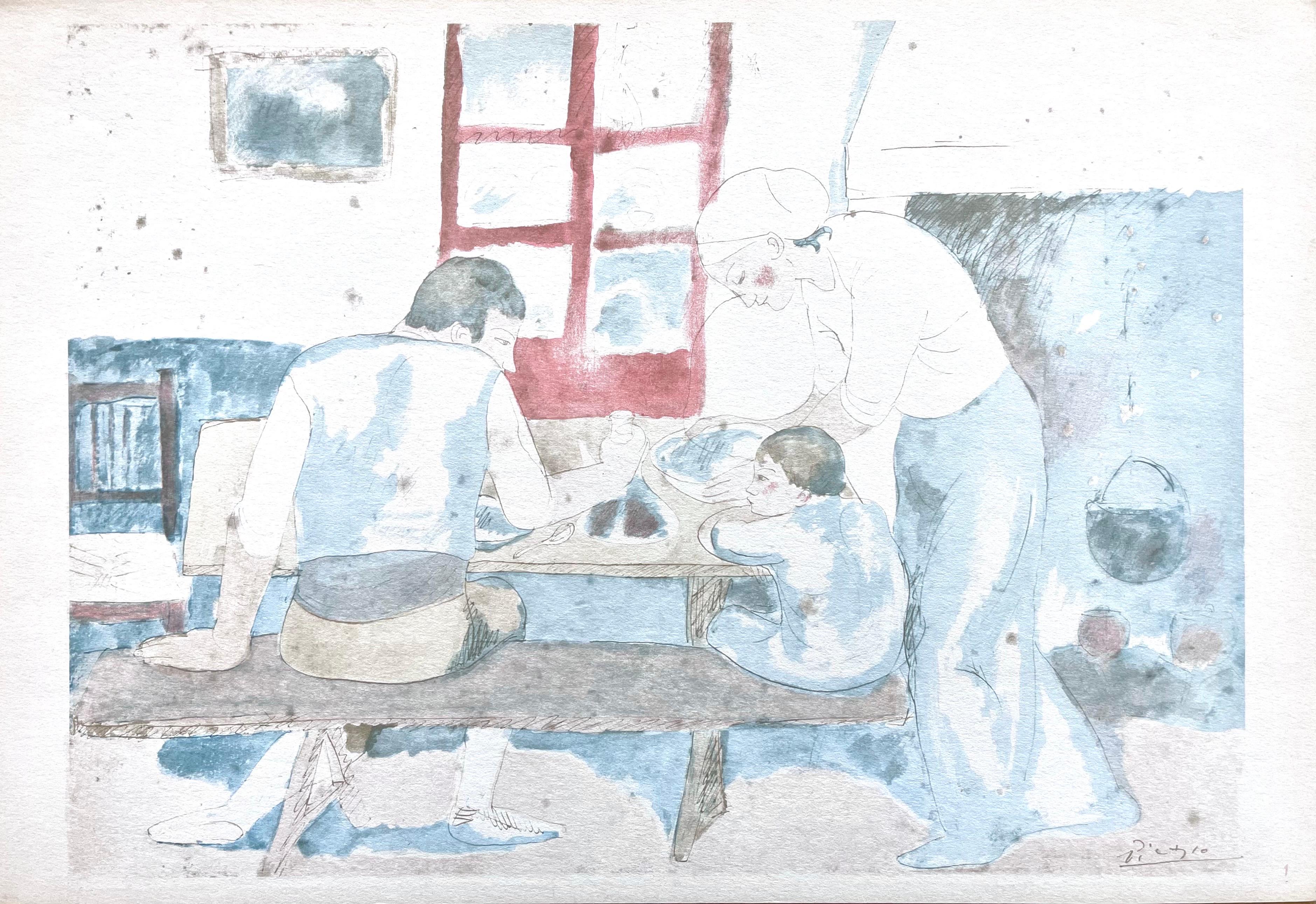 Pablo Picasso, Family at Supper, from Fifteen Drawings, 1946 (after) For Sale 4