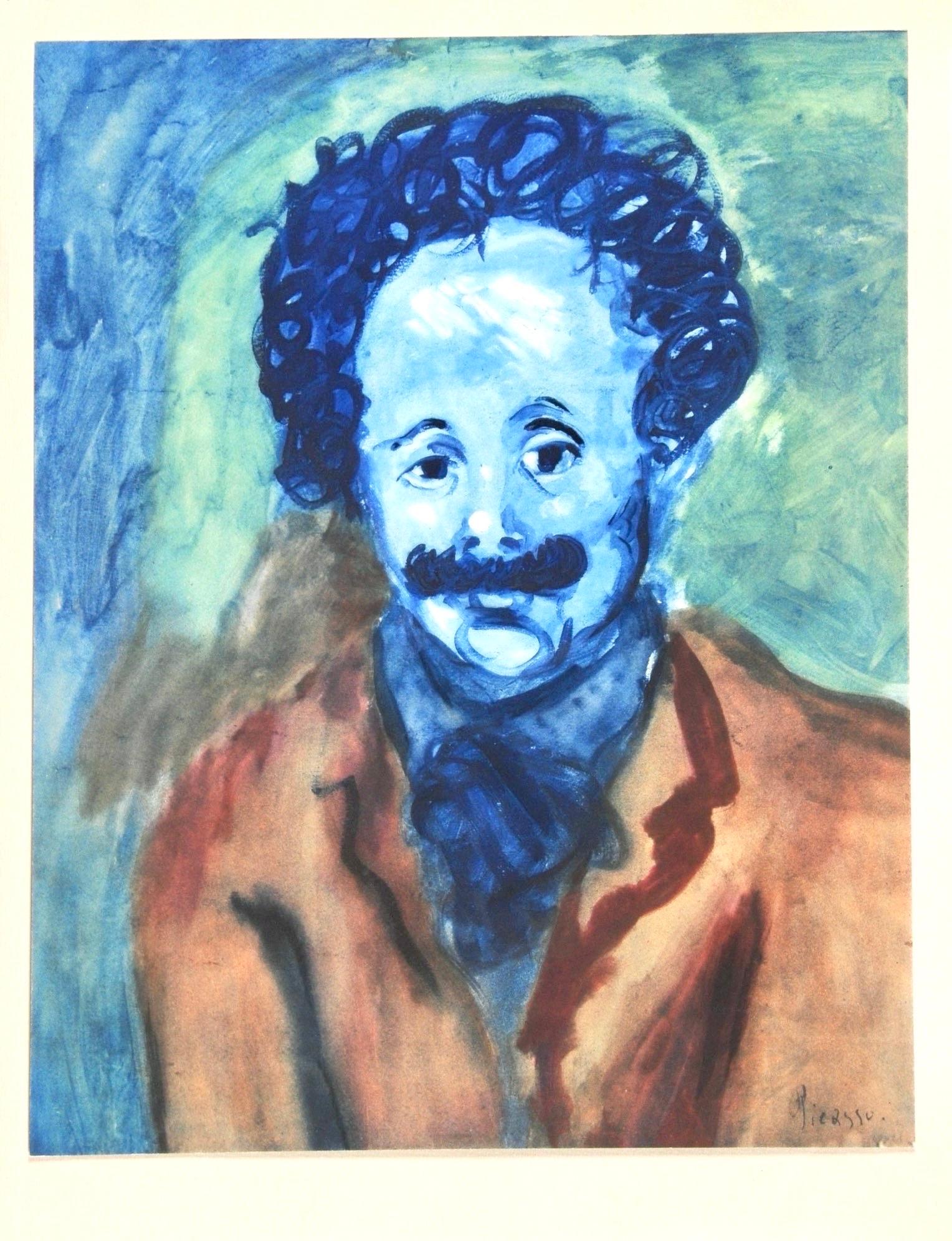 Lithographie et pochoir avec encres gouache et pastel sur papier vélin de Rives, reliée par une charnière d'archivage à la feuille de support en vélin de Rives, telle qu'elle a été émise. Inscription : signée dans la planche et non numérotée, telle