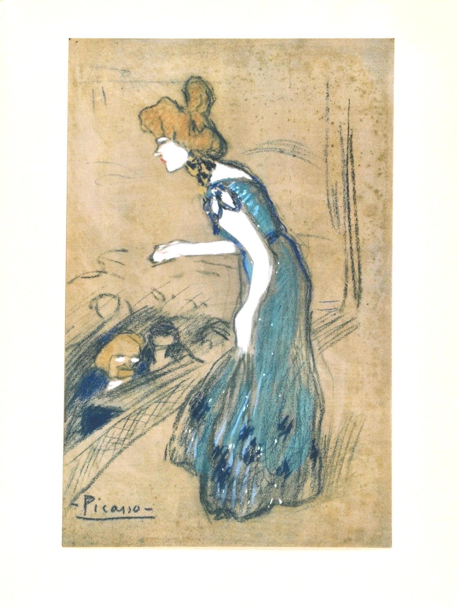 Lithographie et pochoir avec encres gouache et pastel sur papier vélin de Rives, reliée par une charnière d'archivage à la feuille de support en vélin de Rives, telle qu'elle a été émise. Inscription : signée dans la planche et non numérotée, telle