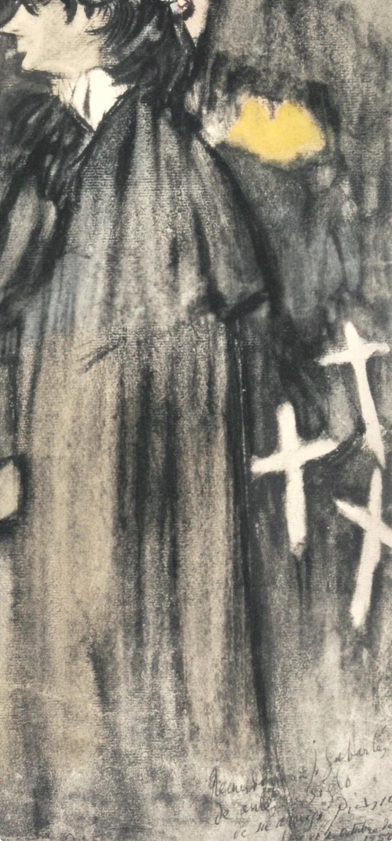 Picasso, Composition, Les Bleus de Barcelone (après) - Gris Figurative Print par Pablo Picasso