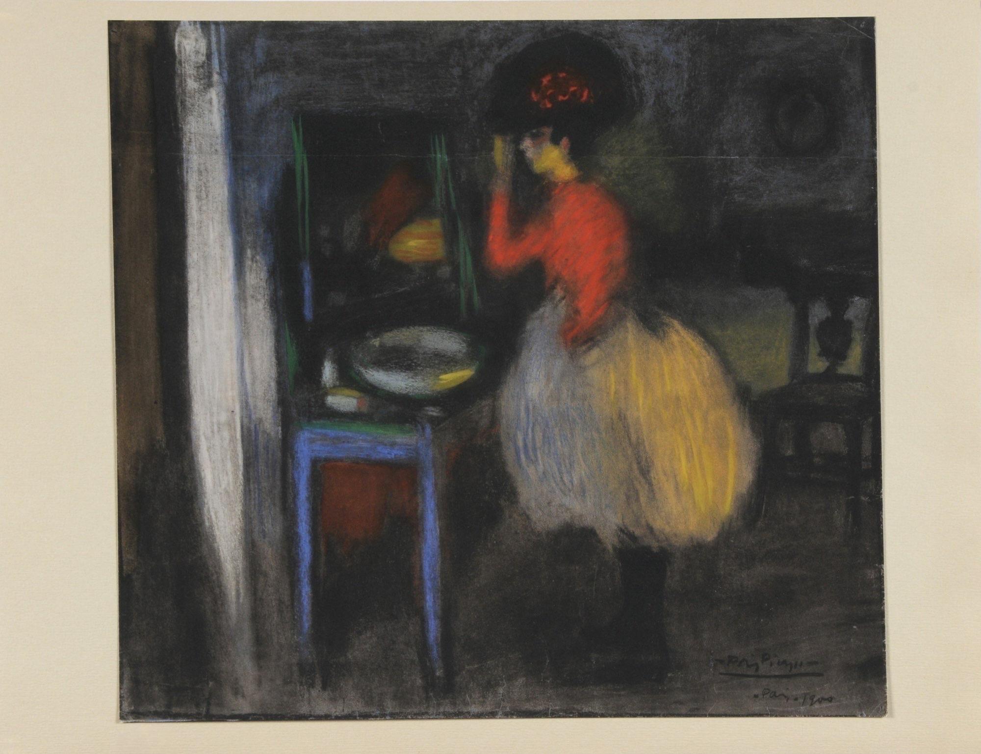 Lithographie et pochoir avec encres gouache et pastel sur papier vélin de Rives, reliée par une charnière d'archivage à la feuille de support en vélin de Rives, telle qu'elle a été émise. Inscription : signée dans la planche et non numérotée, telle