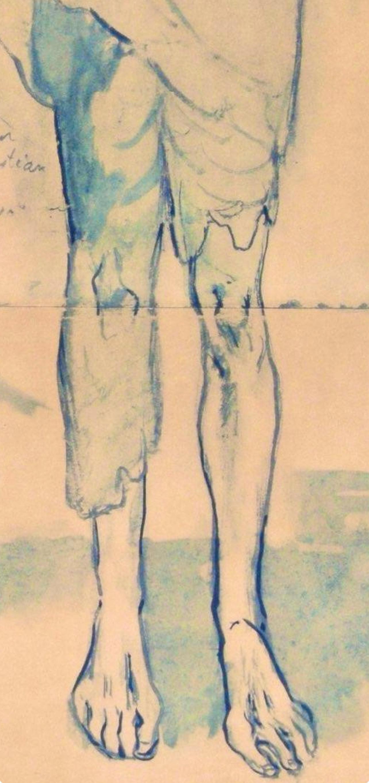 Picasso, Composition, Les Bleus de Barcelone (après) - Marron Landscape Print par Pablo Picasso