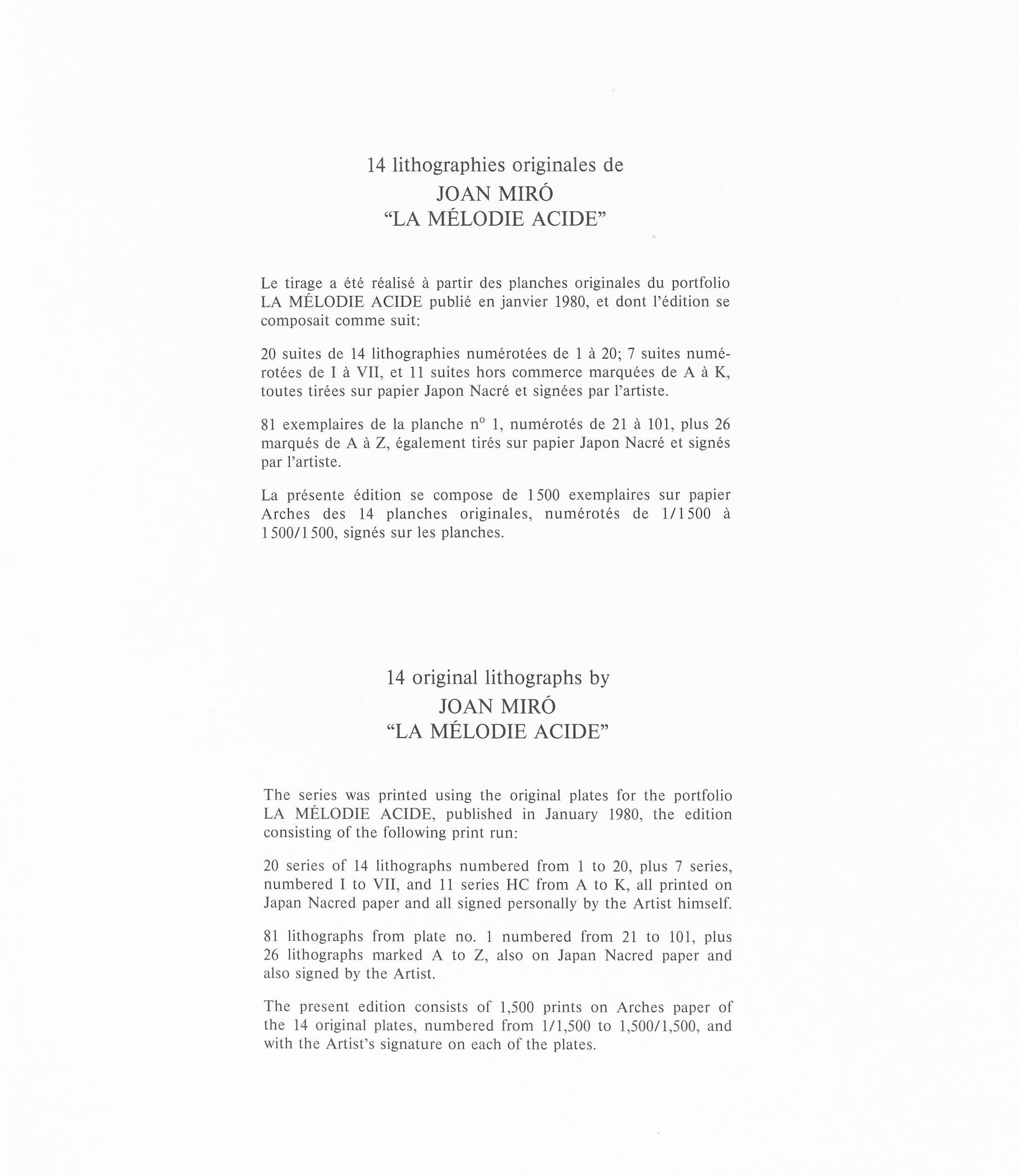 Komposition (Mourlot 1212-1225; Cramer 248), La mélodie acide, Joan Miró im Angebot 5