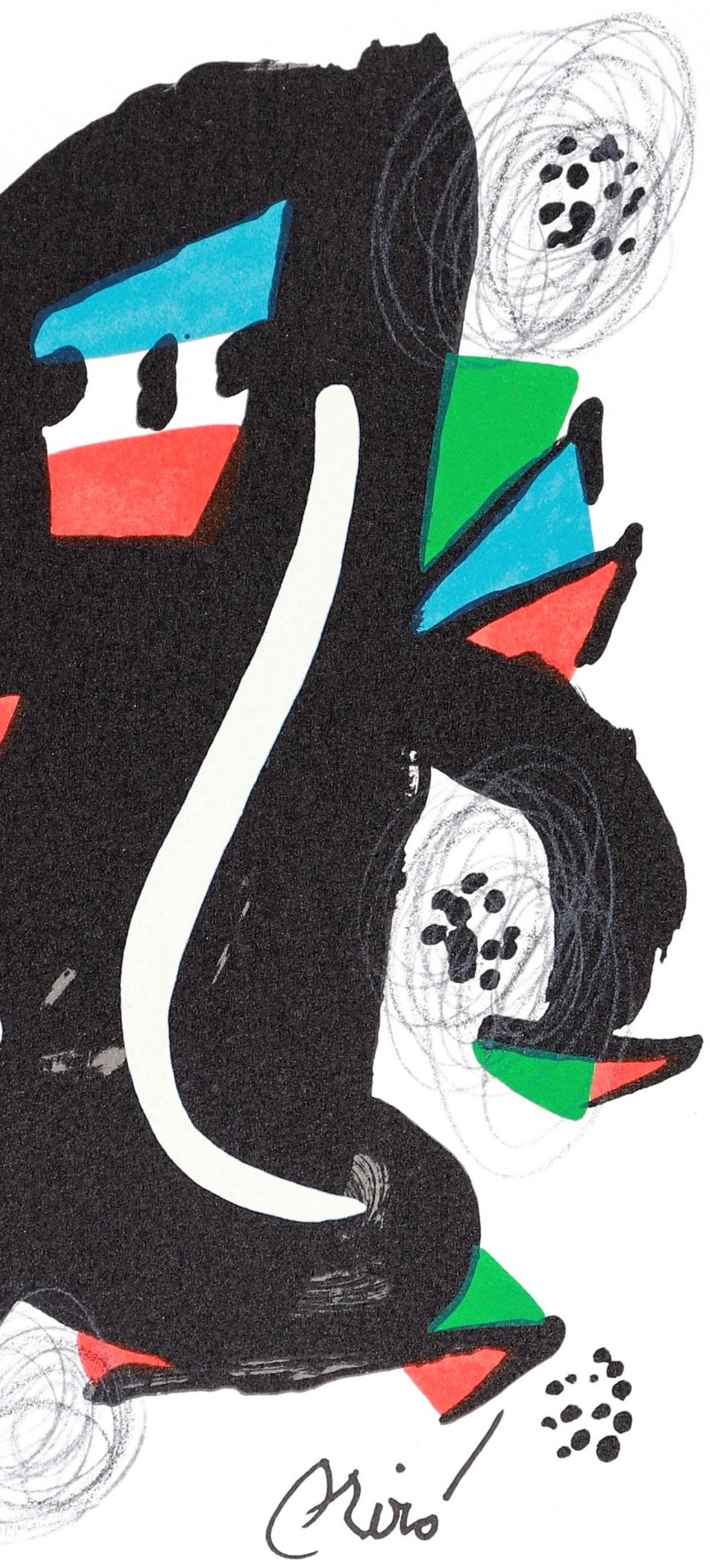 Joan Miro, The Acid Melody, from La Melodie acide, 1980 - Gray Figurative Print by Joan Miró