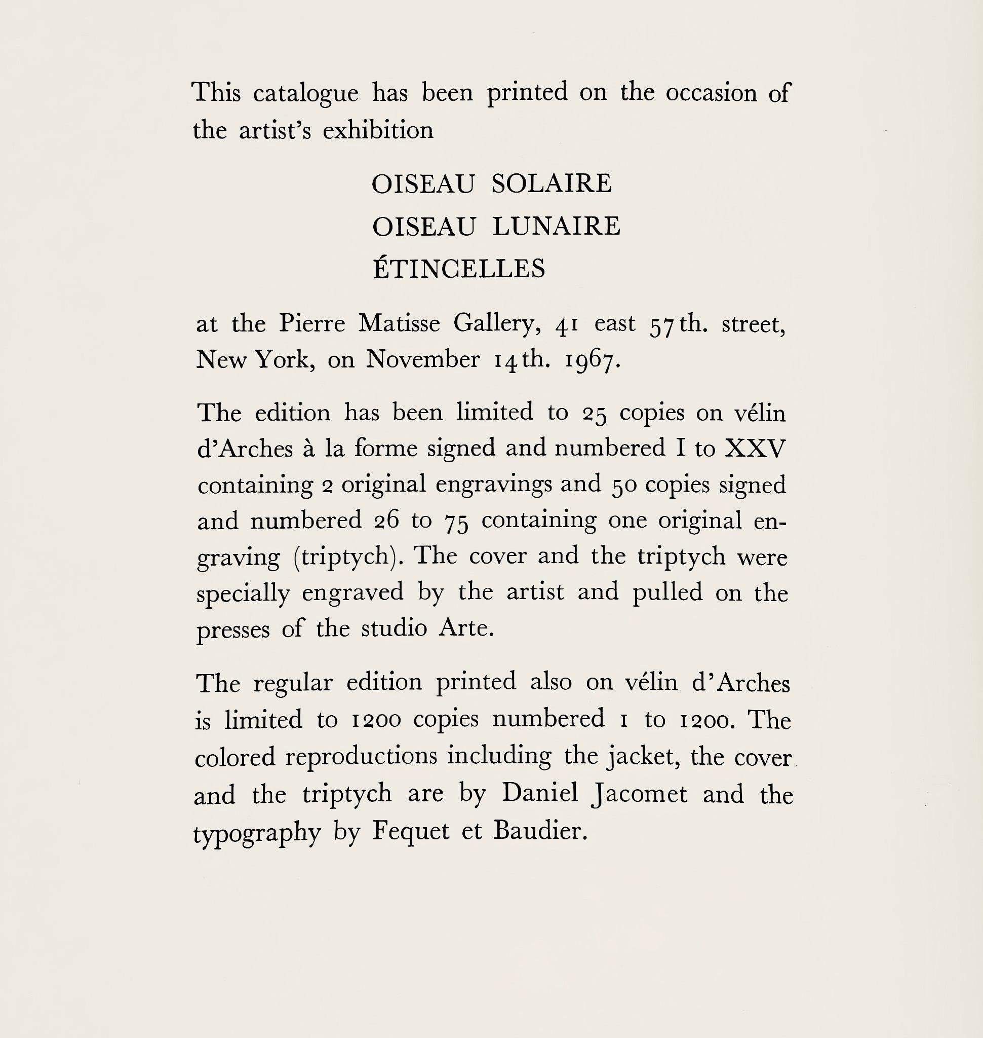 Joan Miro, Untitled, from The Sun Bird, The Moon Bird, Sparks, 1967 (after) For Sale 1