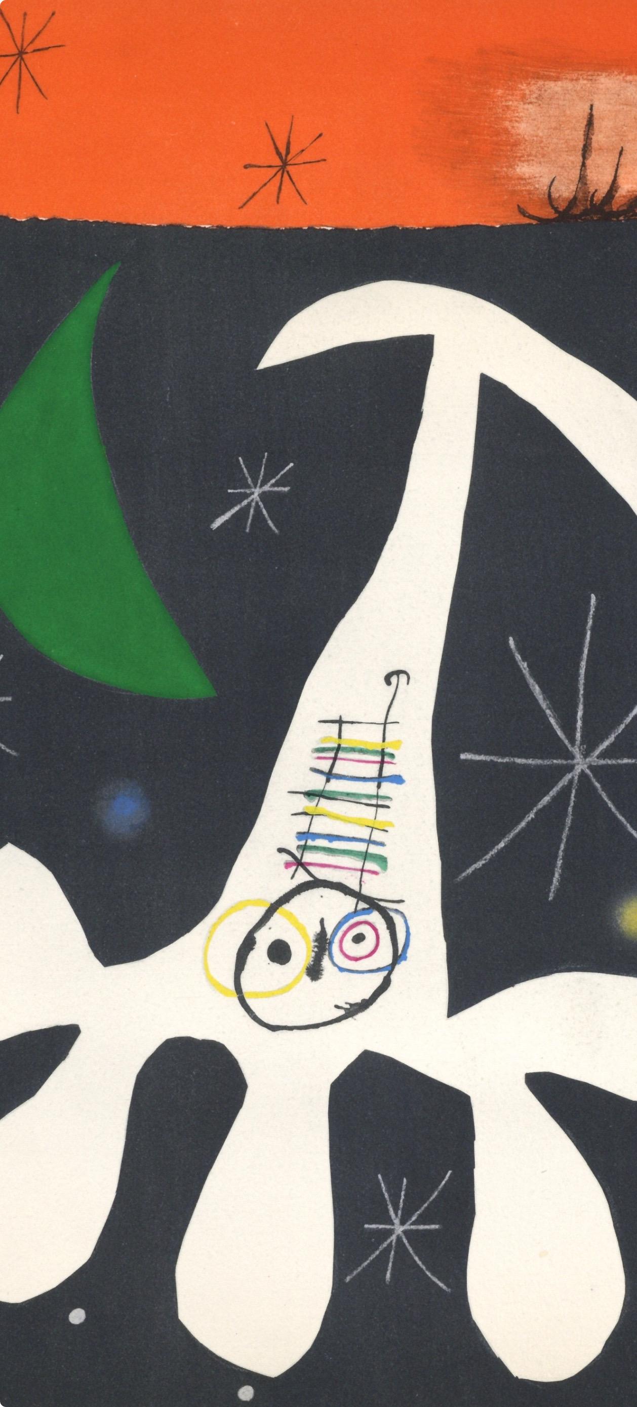 Joan Miro, Untitled, from The Sun Bird, The Moon Bird, Sparks, 1967 (after) - Brown Landscape Print by Joan Miró