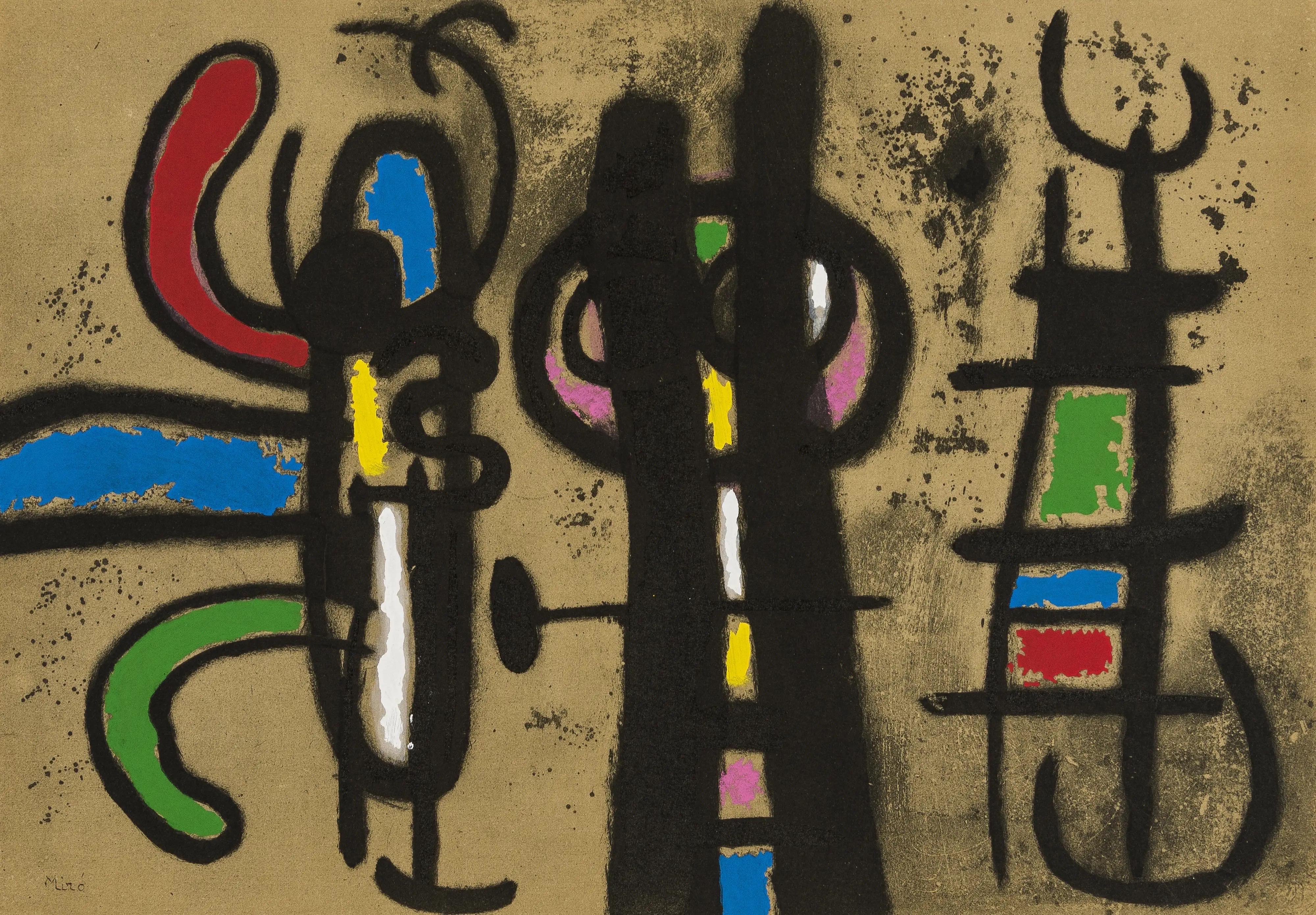 Joan Miró Abstract Print - Joan Miro, Figures II, from Cardboards 1959–1965, 1965 (after)