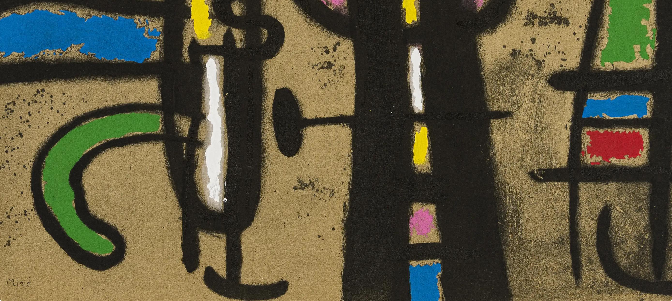 Joan Miro, Figures II, from Cardboards 1959–1965, 1965 (after) - Beige Abstract Print by Joan Miró