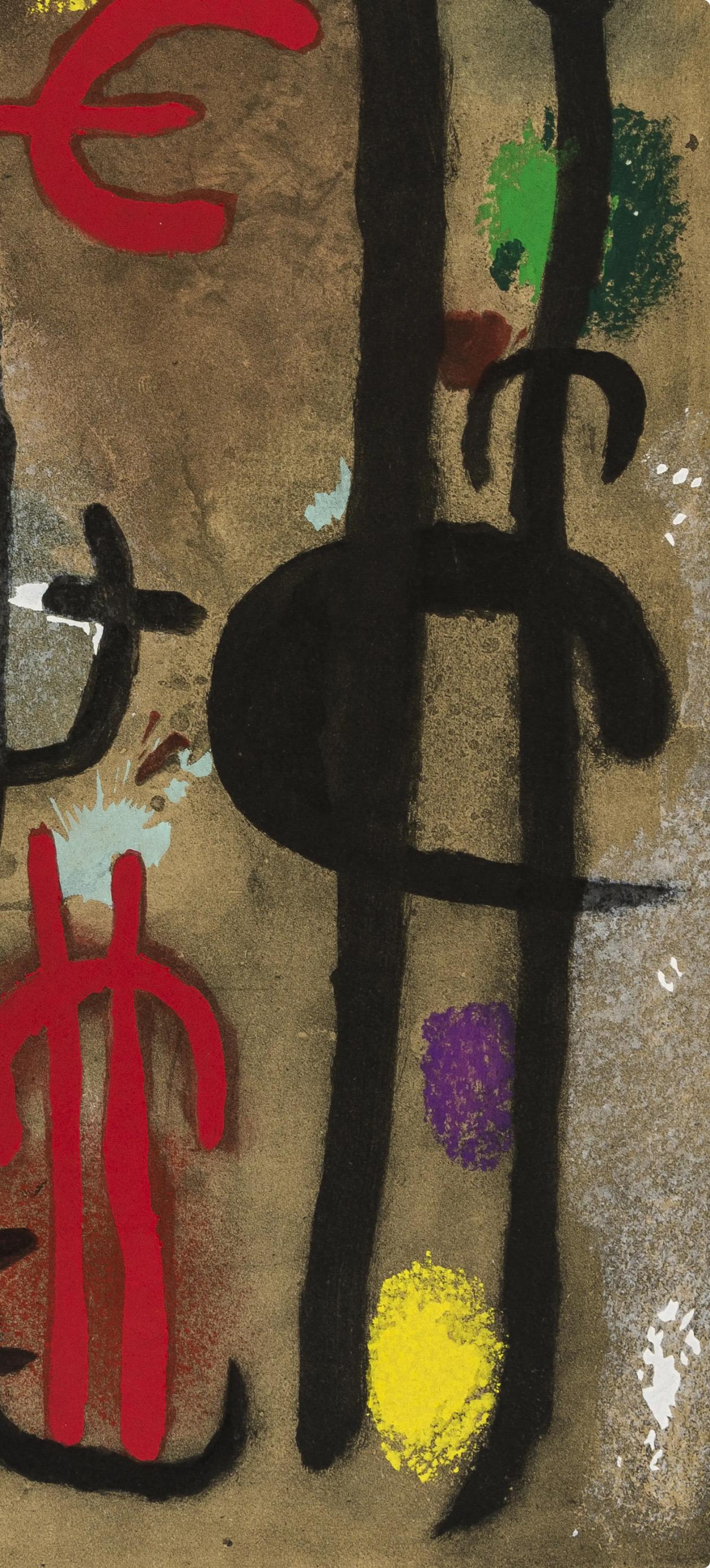 Joan Miro, Figures III, from Cardboards 1959–1965, 1965 (after) - Beige Abstract Print by Joan Miró