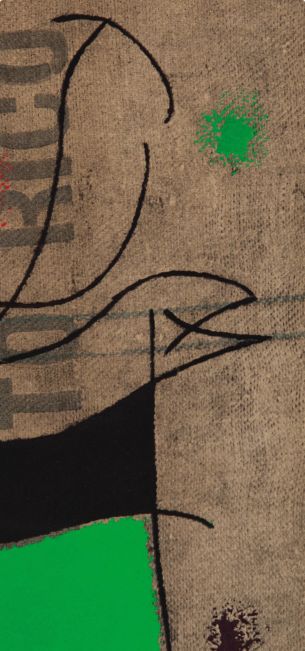 Joan Miro, Woman and Bird V/X, from Miro 1959–1960, 1961 (after) - Brown Abstract Print by Joan Miró