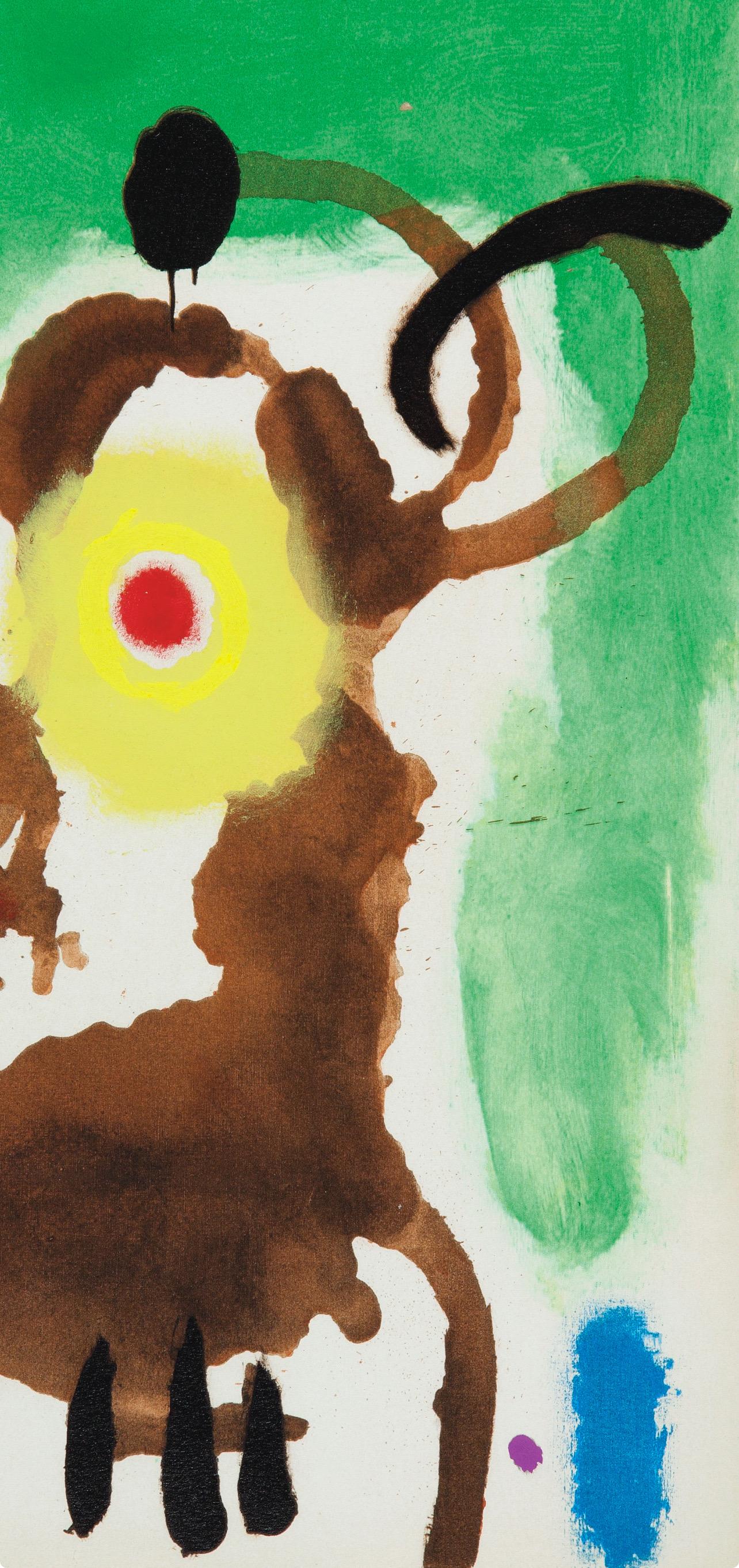 Joan Miro, Woman and Bird, from Miro 1959–1960, 1961 (after) - Green Abstract Print by Joan Miró