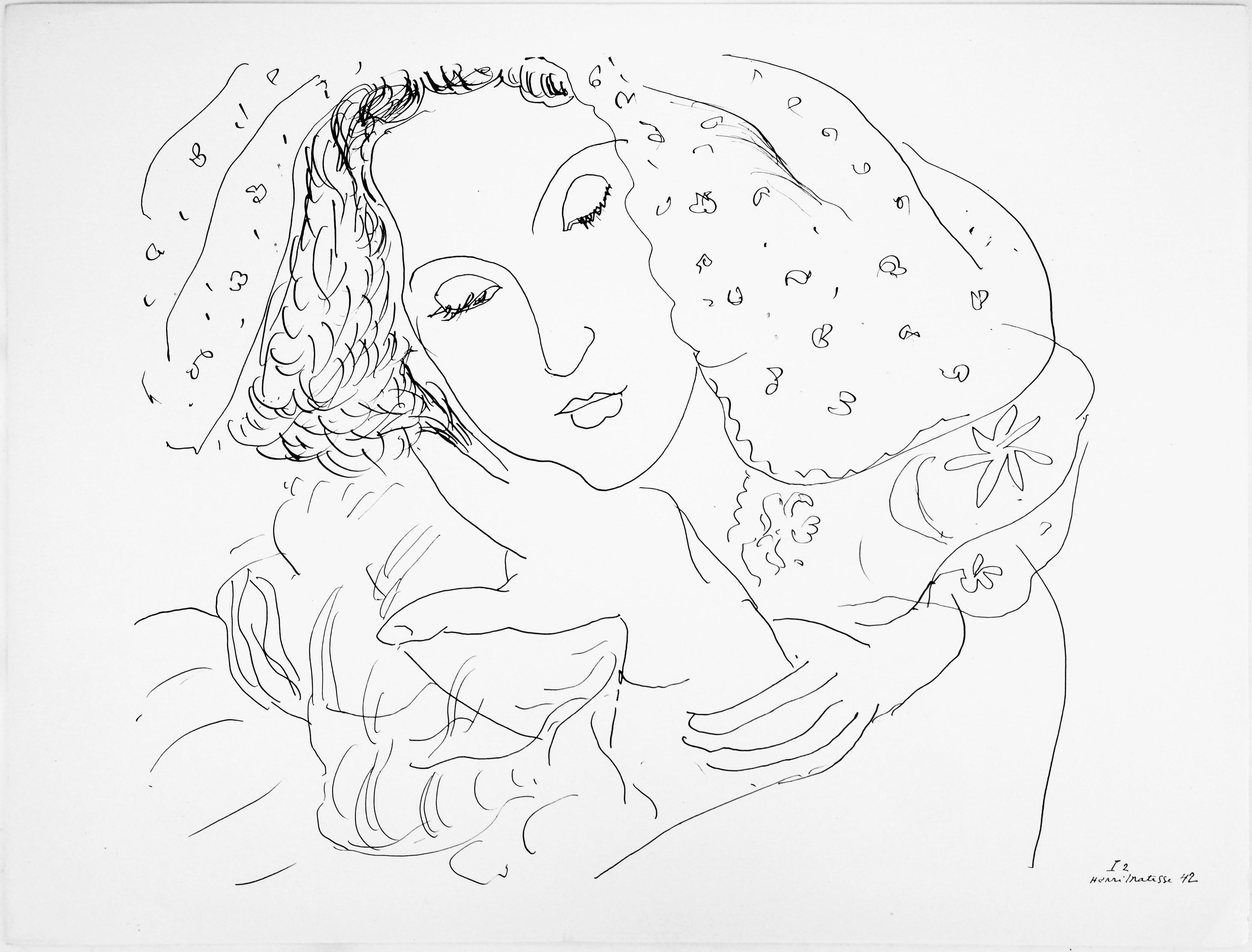 This exquisite lithograph after Henri Matisse (1869–1954), titled Serie I, var. 2 (Series I, Variation 2), from the album Henri Matisse, Dessins, Themes et Variations (Drawings, Themes and Variations), originates from the 1943 edition published by