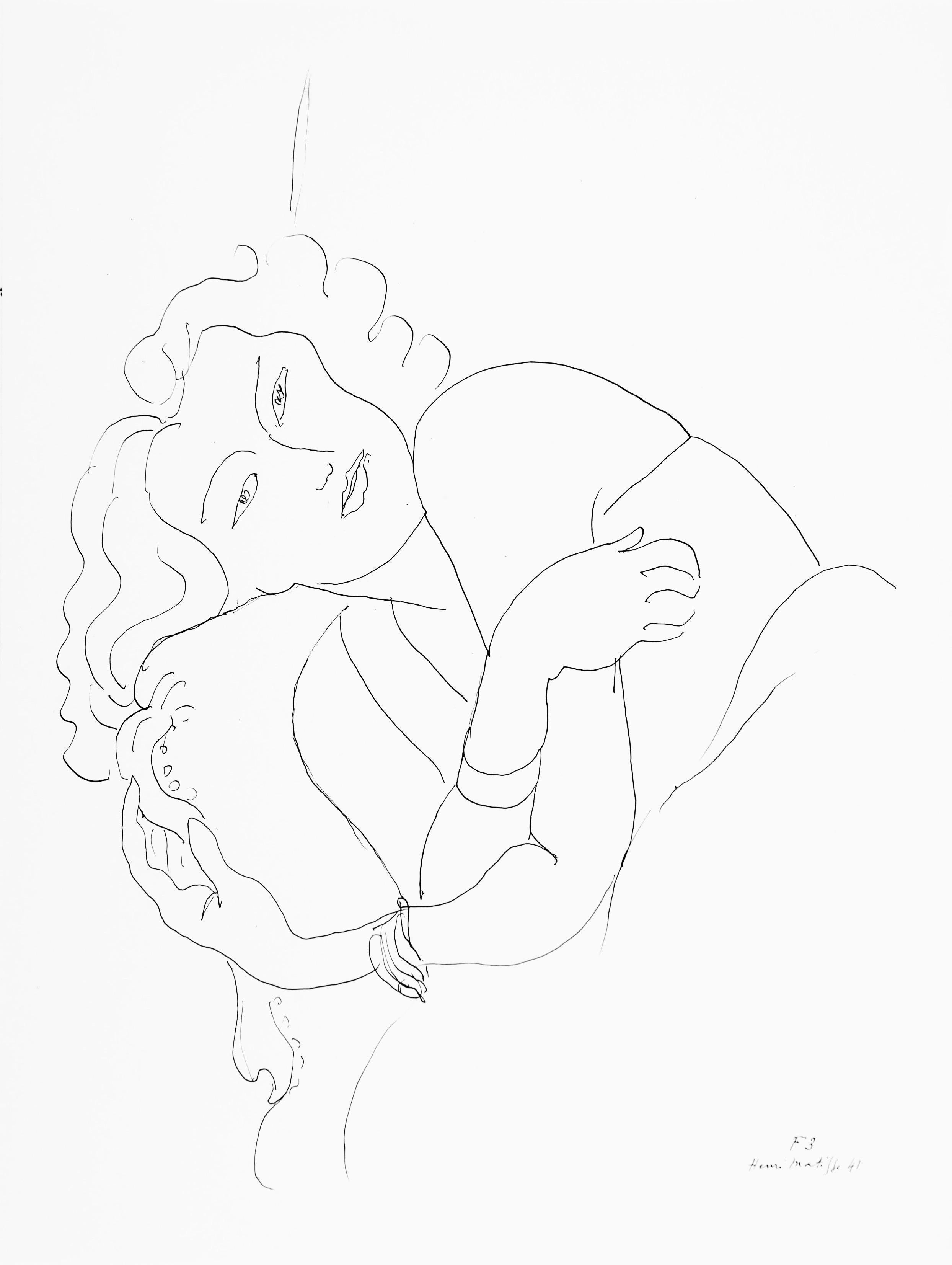 This exquisite lithograph after Henri Matisse (1869–1954), titled Serie F, var. 3 (Series F, Variation 3), from the album Henri Matisse, Dessins, Themes et Variations (Drawings, Themes and Variations), originates from the 1943 edition published by