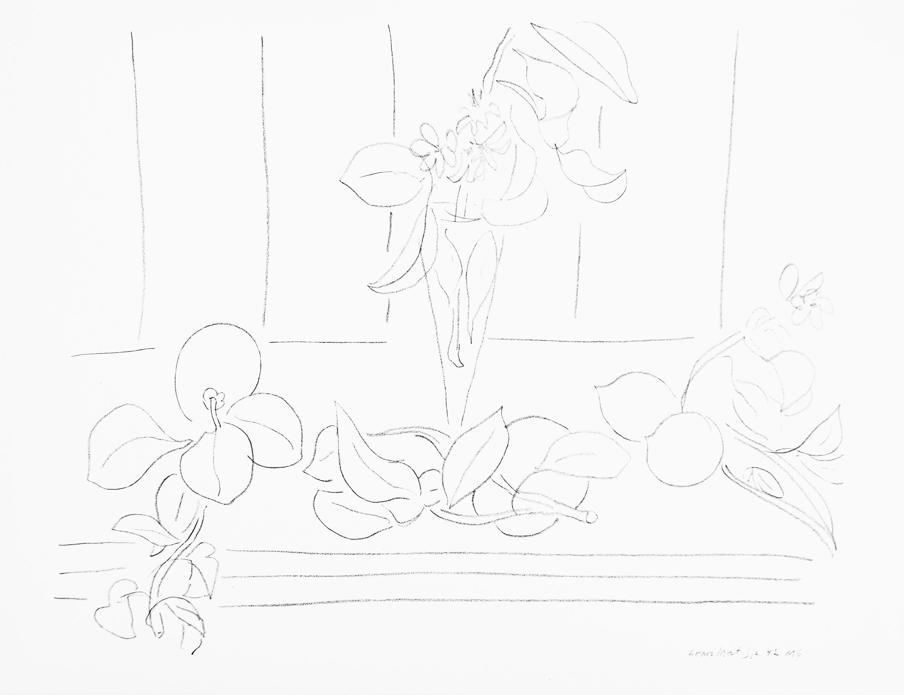 This exquisite lithograph after Henri Matisse (1869–1954), titled Serie M, var. 6 (Series M, Variation 6), from the album Henri Matisse, Dessins, Themes et Variations (Drawings, Themes and Variations), originates from the 1943 edition published by