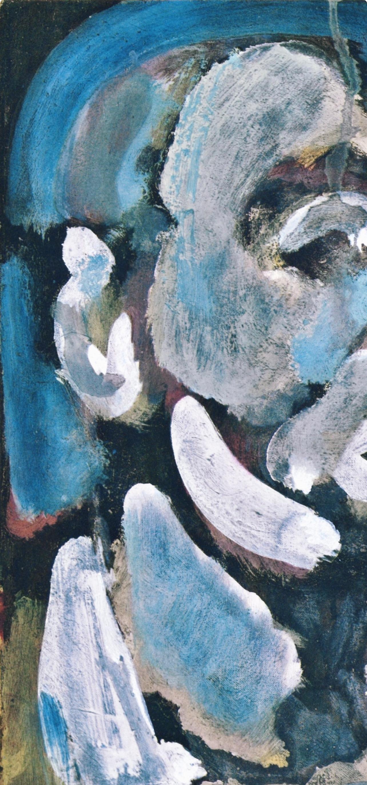 Lithographie et pochoir sur papier vélin Chiffon de Mandeure. Non signé, tel que publié. Bon état. Notes : Extrait du folio, Visages, 1969. Publié par les Éditions L'étoile Pilante, Paris, et l'Atelier Daniel Jacomet, Paris ; imprimé par l'Atelier