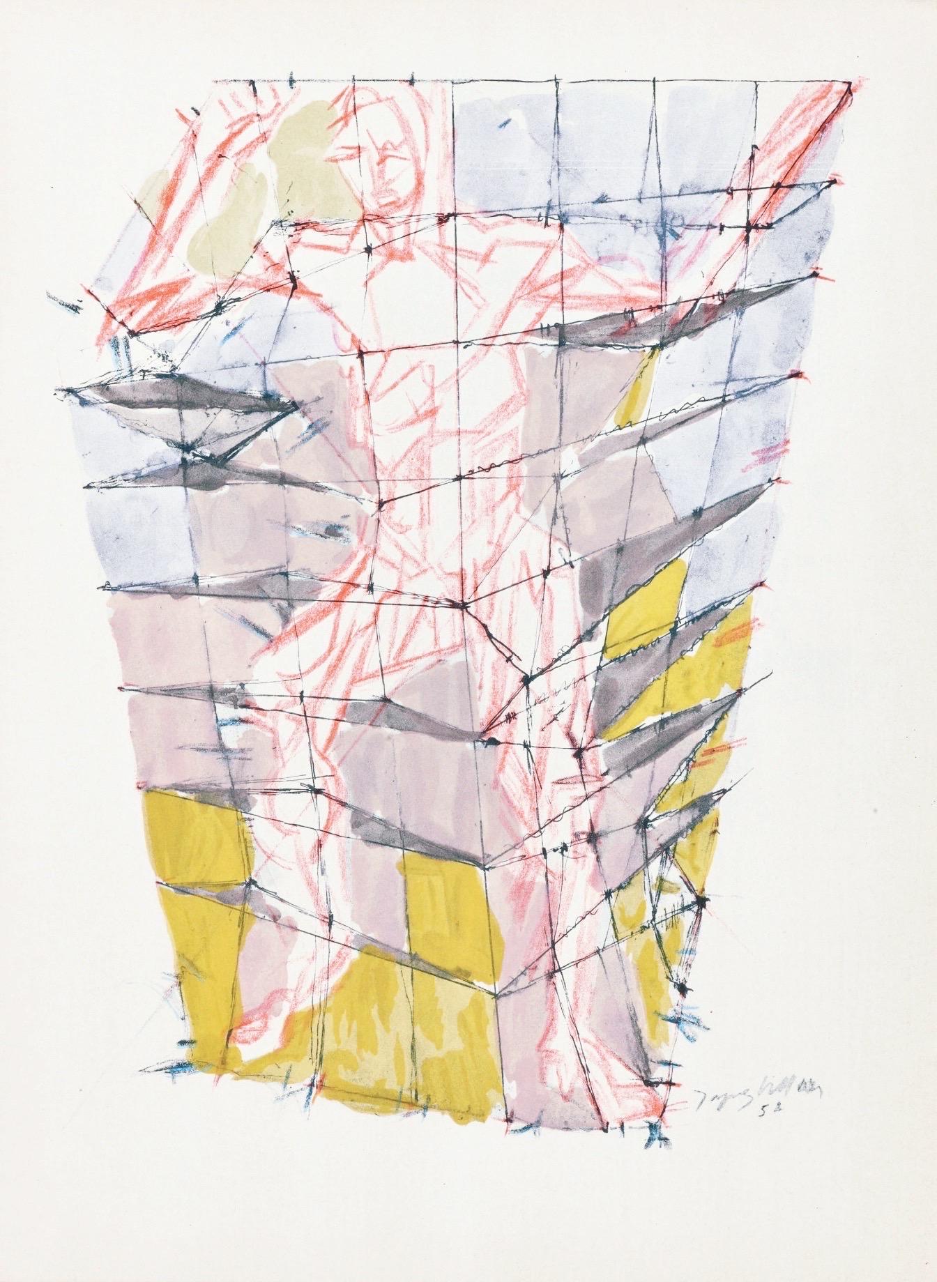 This exquisite lithograph and pochoir after Jacques Villon (1875–1963), titled En colere (In Anger), from the album Douze Contemporains (Twelve Contemporaries), originates from the 1959 edition published by Editions d'art du lion, Paris, and Boston