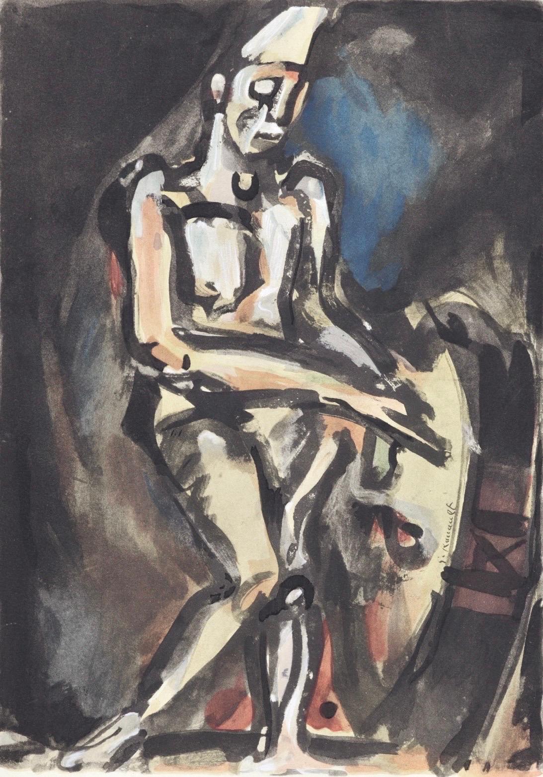 This exquisite lithograph after Georges Rouault (1871–1958), titled Portrait (Portrait), from the album Douze Contemporains (Twelve Contemporaries), originates from the 1959 edition published by Editions d'art du lion, Paris, and Boston Book and Art
