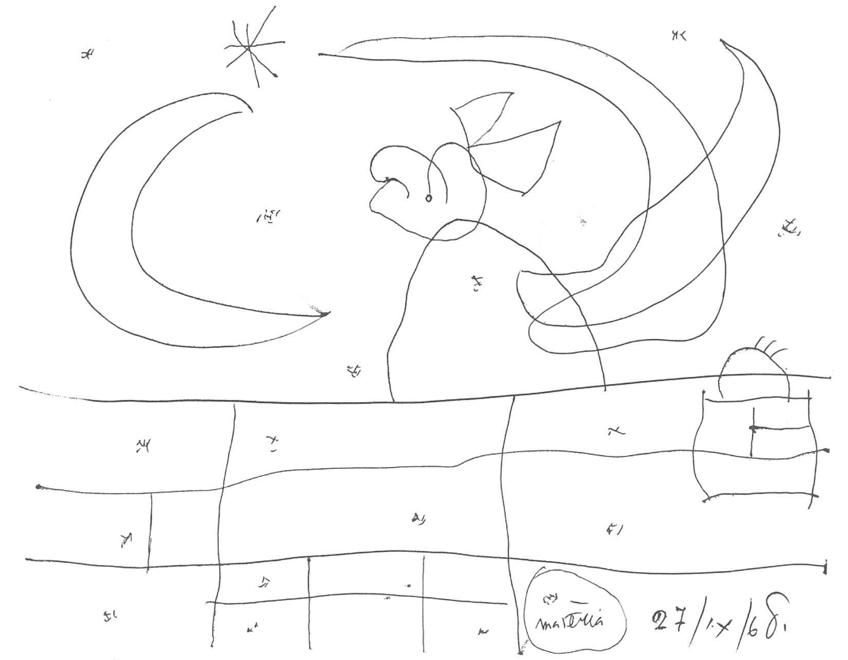 Joan Miró Landscape Print - Joan Miro, Untitled, from Tarragona Tapestry, 1972 (after)