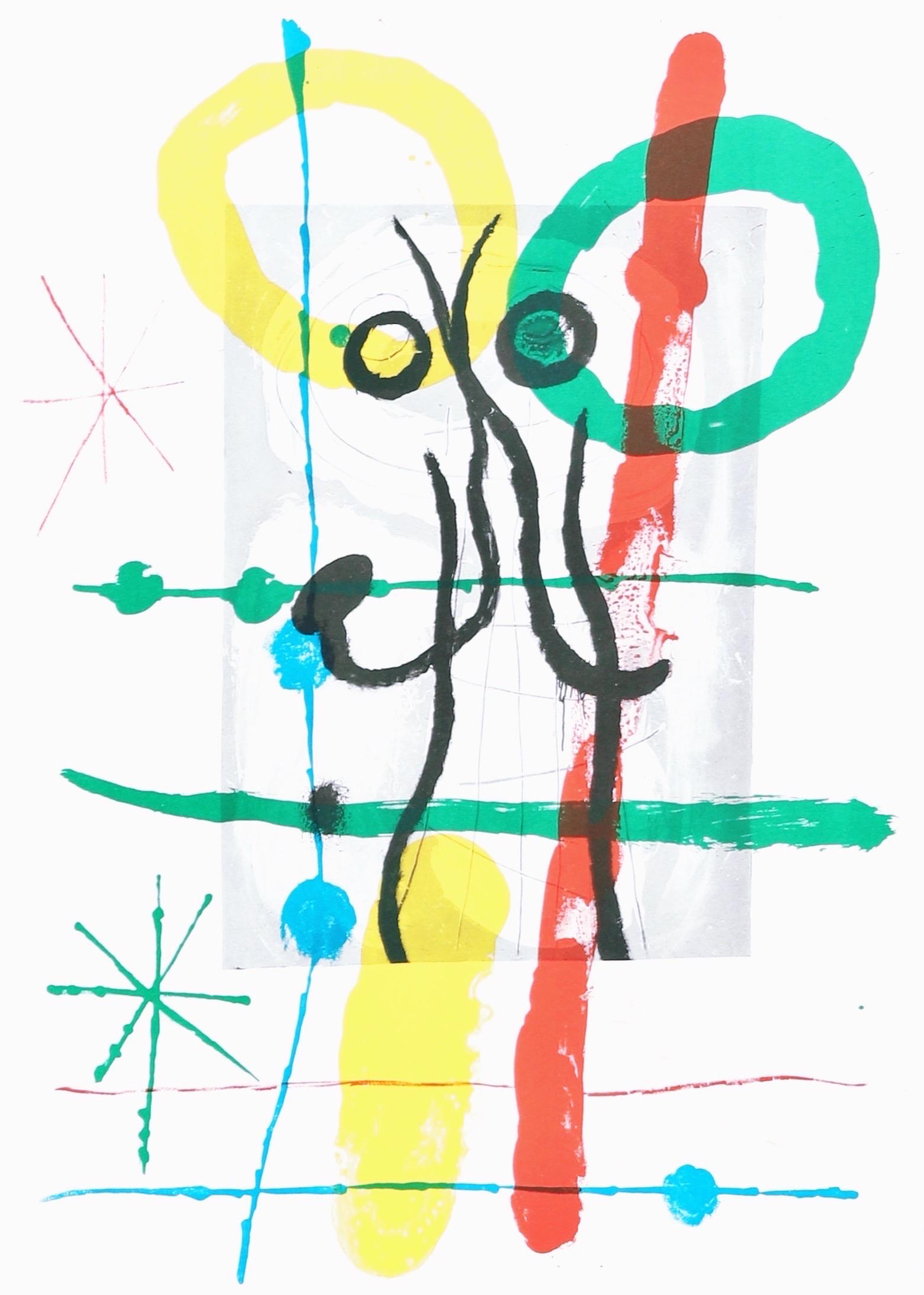 Joan Miro, Figures and Birds, from Derriere le miroir, 1965