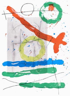 Joan Miro, Composition on Grey Background, from Derriere le miroir, 1965